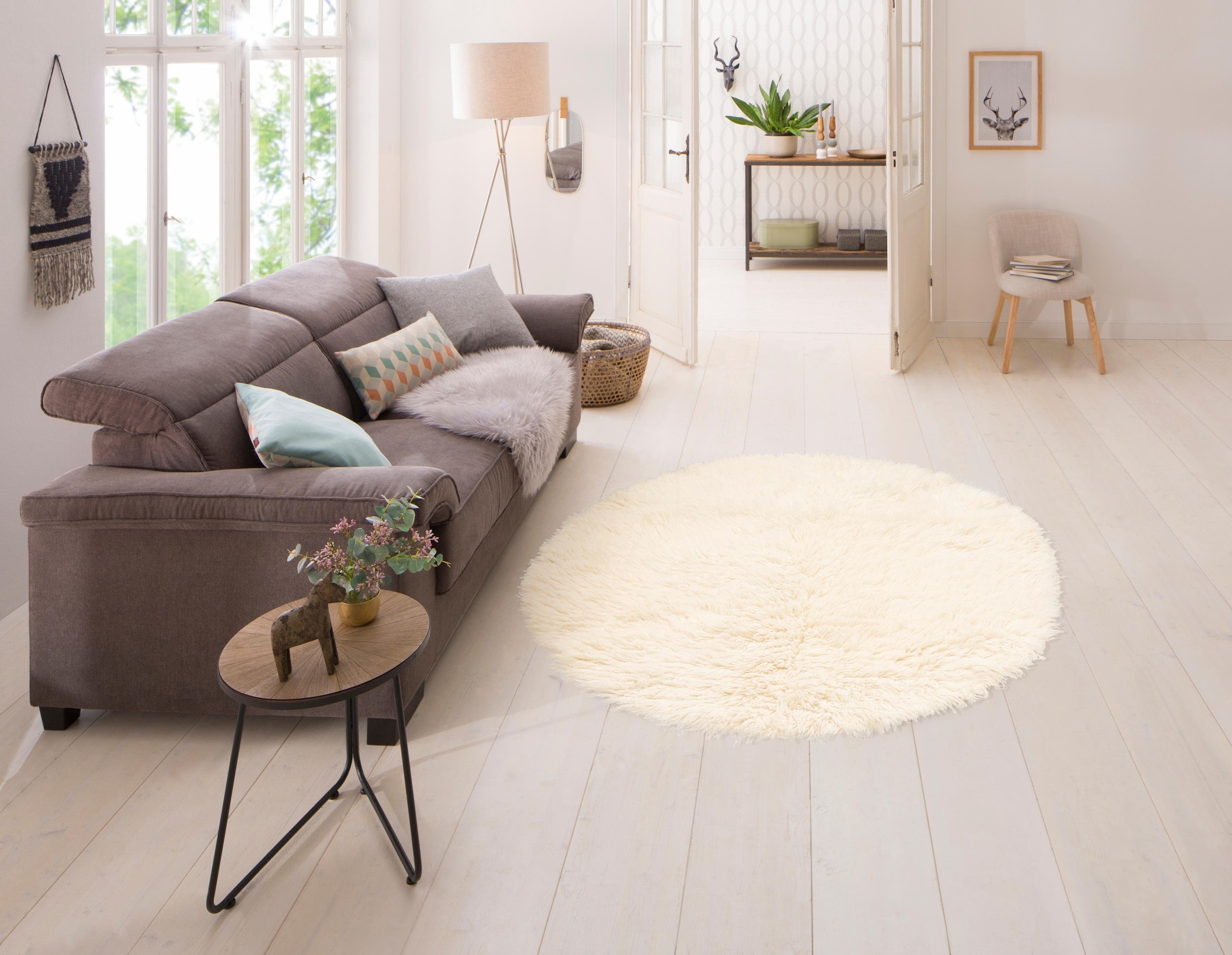 OTTO home Wollteppich "Elif" rund 40 mm Höhe Uni-Farben, reine Wolle, origi günstig online kaufen