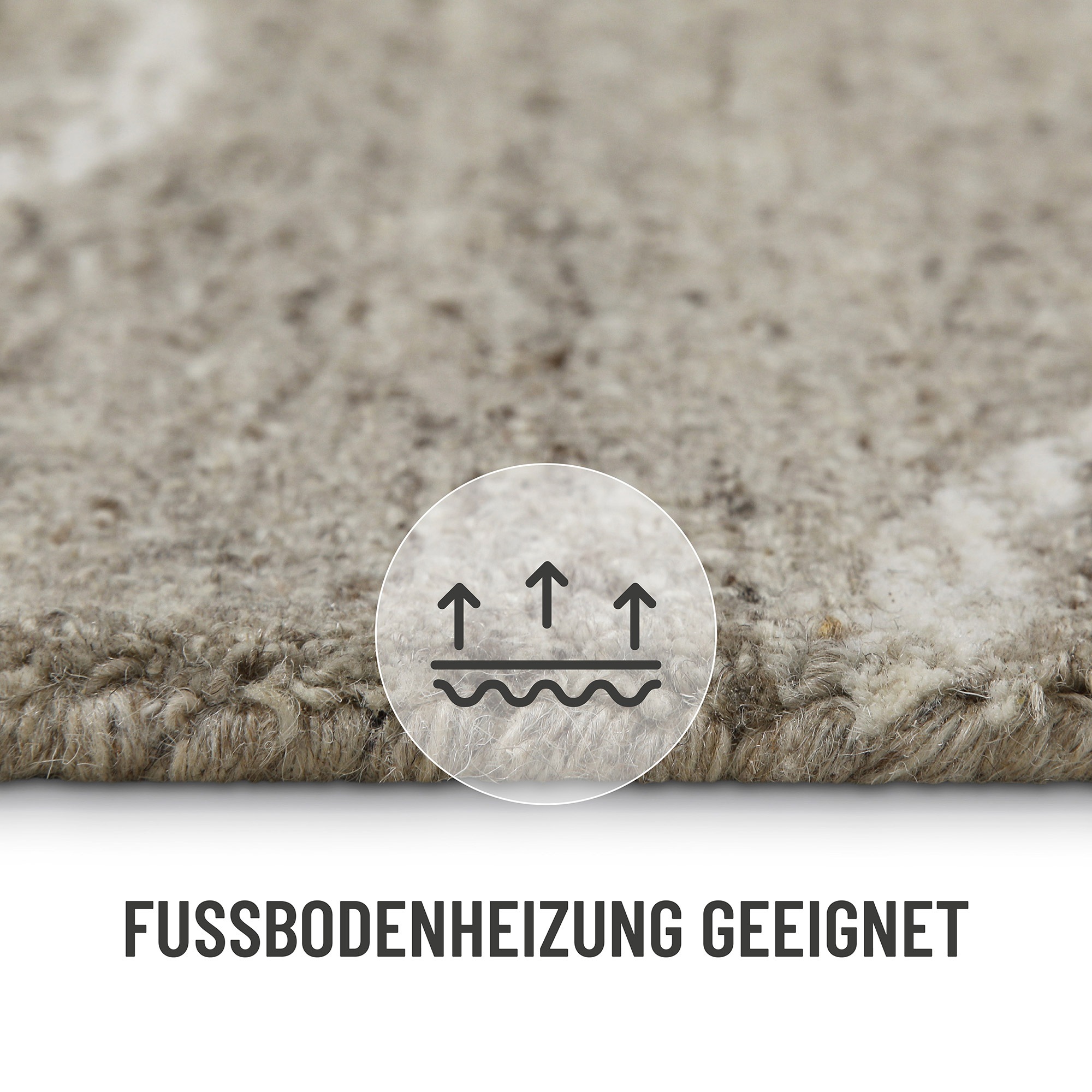 Wecon home Wollteppich »Hamptons FORTYONE«, rund, 15 mm Höhe, Schurwolle, Kurzflor, Wohnzimmer, elegant, robust, Stein-Muster