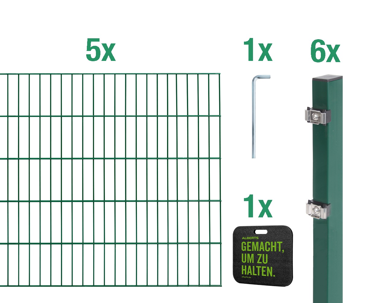 Alberts Doppelstabmattenzaun "Grundset" Höhe: 80-200 cm, Gesamtlänge: 4-30 m, zum Einbetonieren