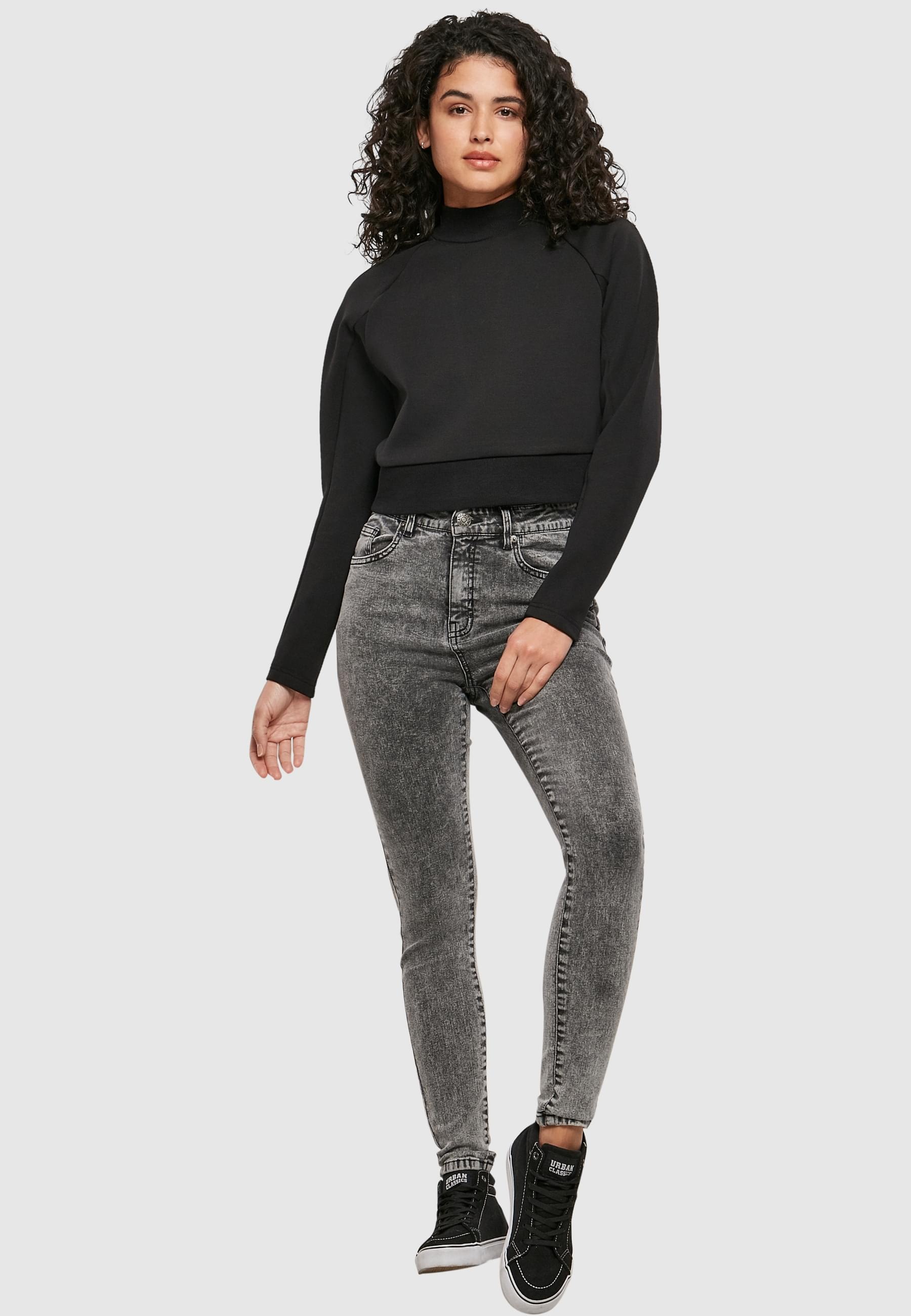 URBAN CLASSICS Sweatshirt »Urban Classics Damen Ladies Interlock Short Turtleneck Crew«, (1 tlg.)