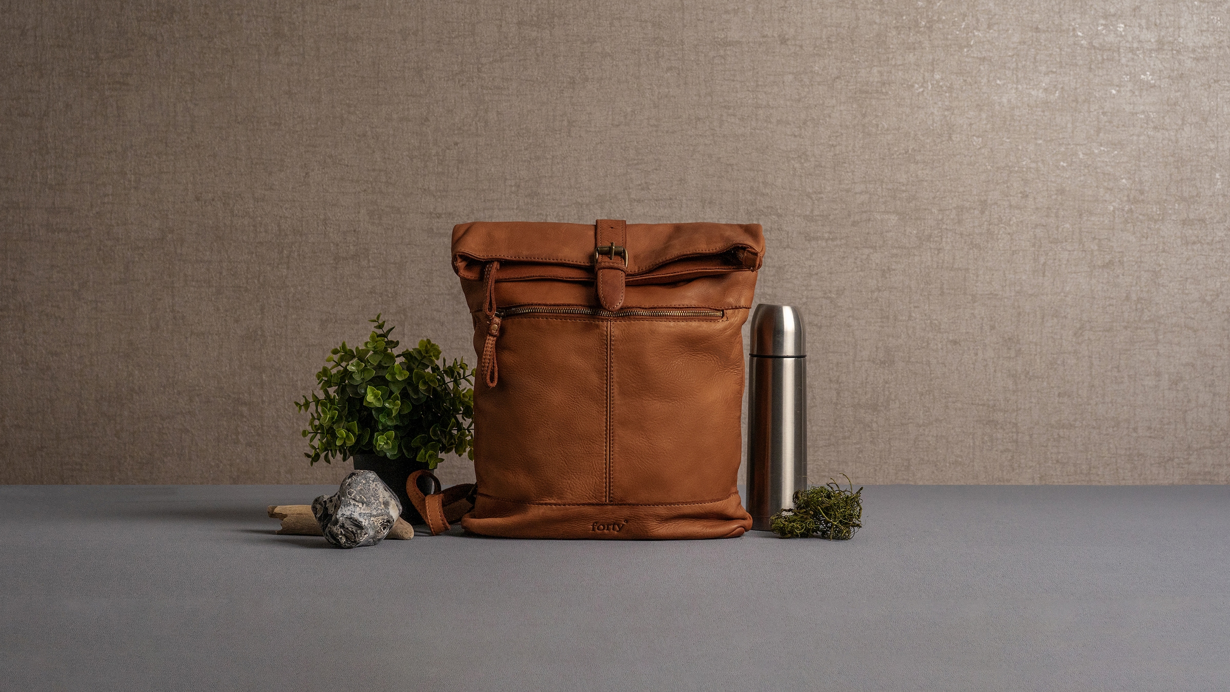 forty° Tagesrucksack, echt Leder, Made in Italy