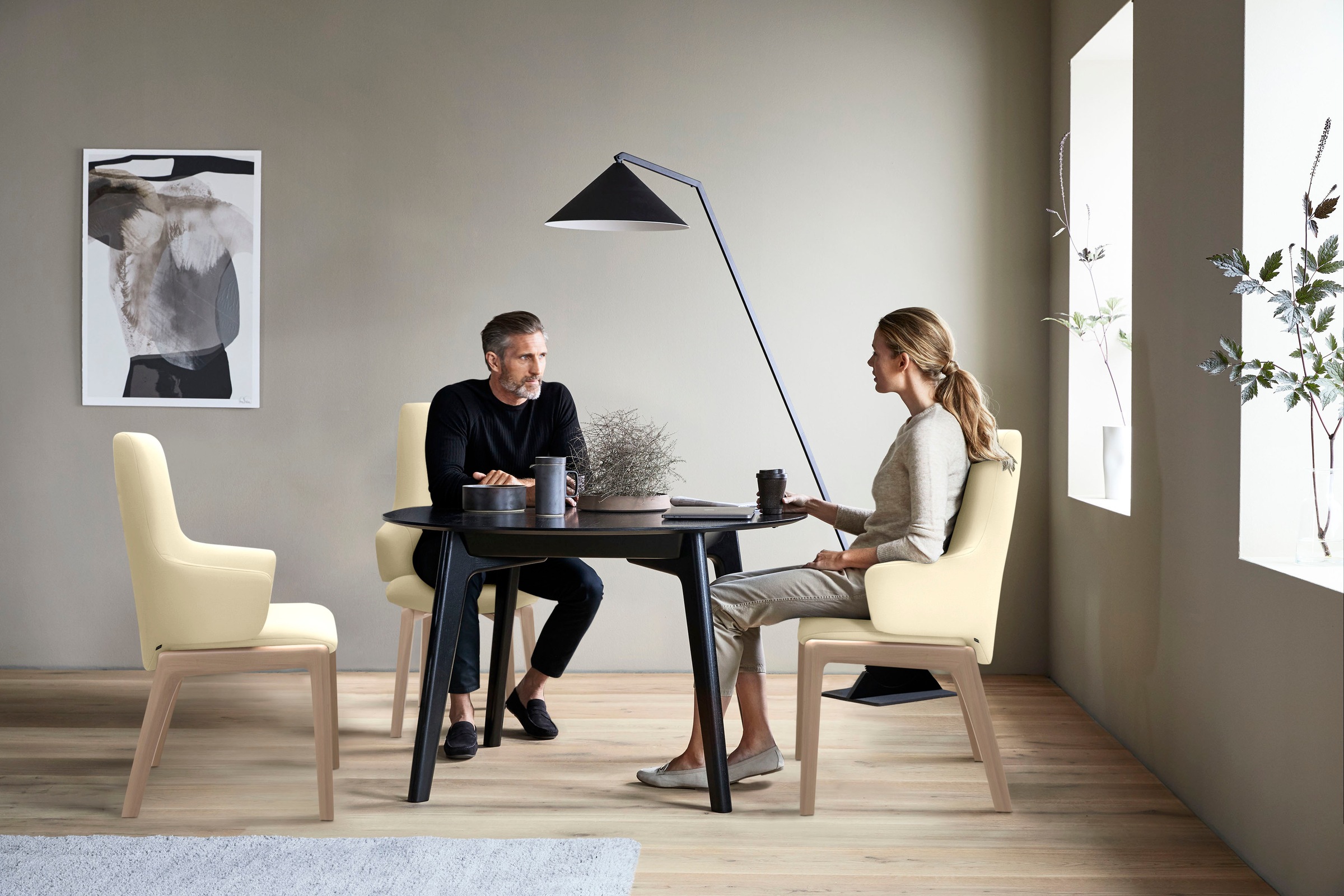 Stressless® Polsterstuhl »Laurel«, Leder PALOMA, High Back mit Armlehne, Größe L, mit abgerundeten Beinen in Eiche