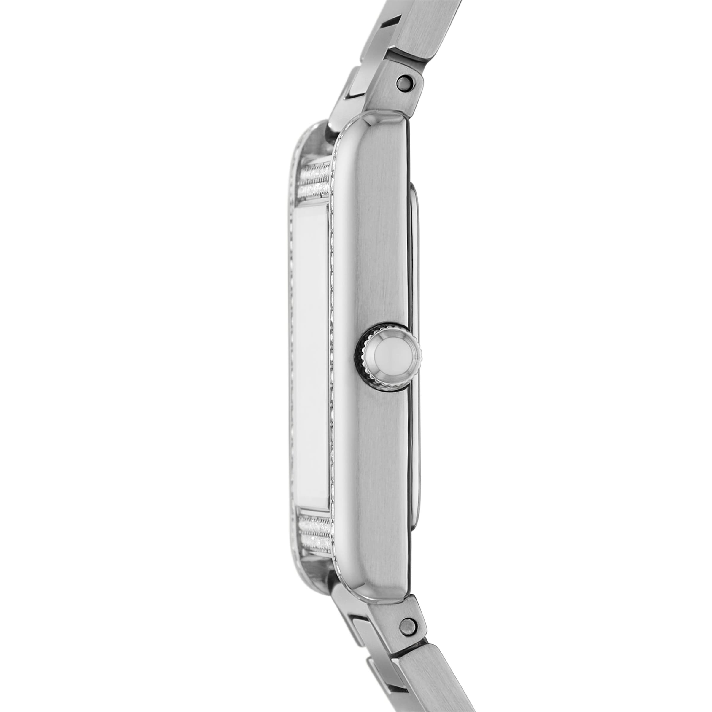 Emporio Armani Quarzuhr Armbanduhr, Damenuhr, Edelstahlarmband, analog, Glassteine