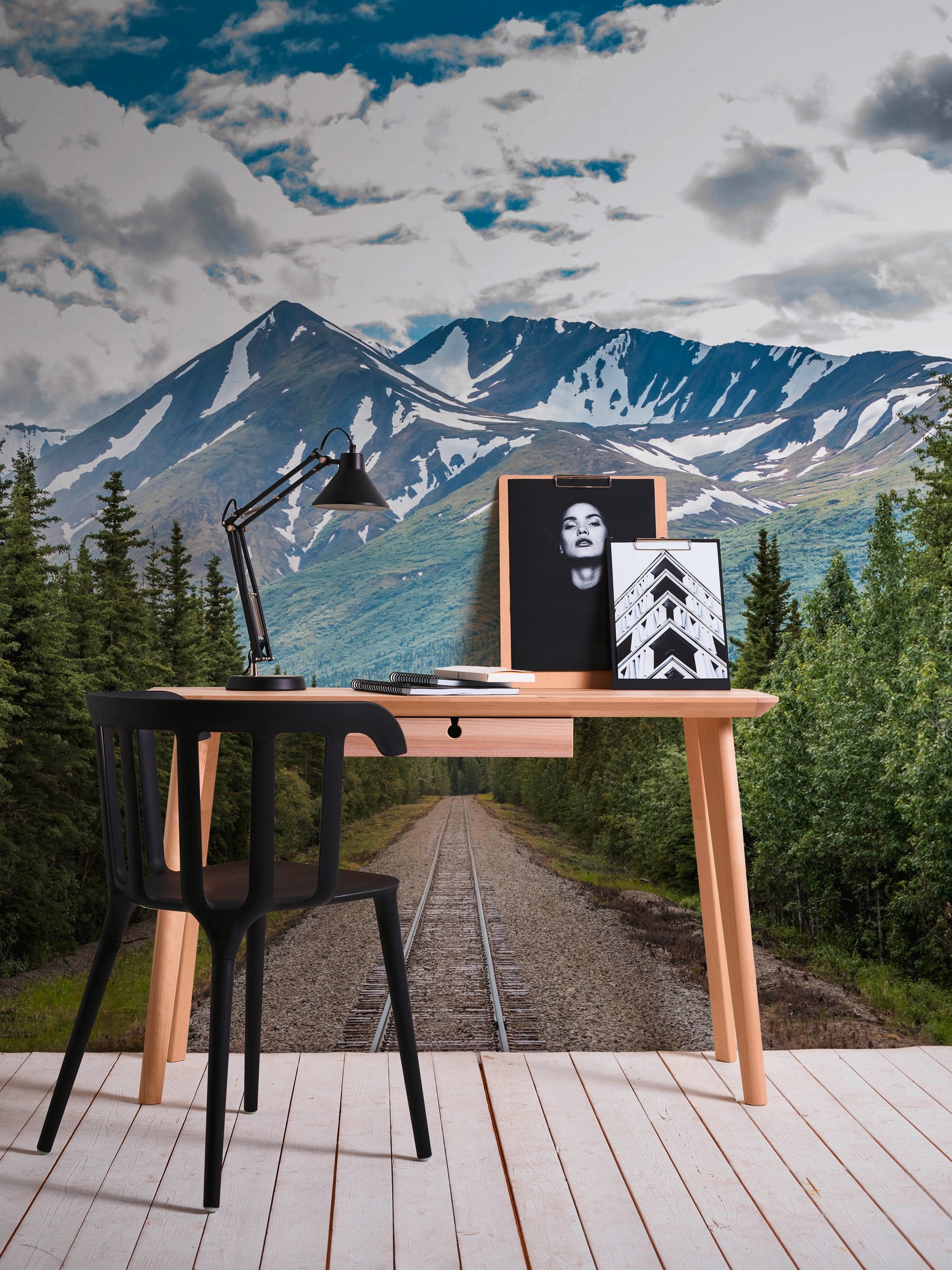 A.S. Création Vliestapete "Fototapete Eisenbahn in Berglandschaft Gleise" matt strukturiert