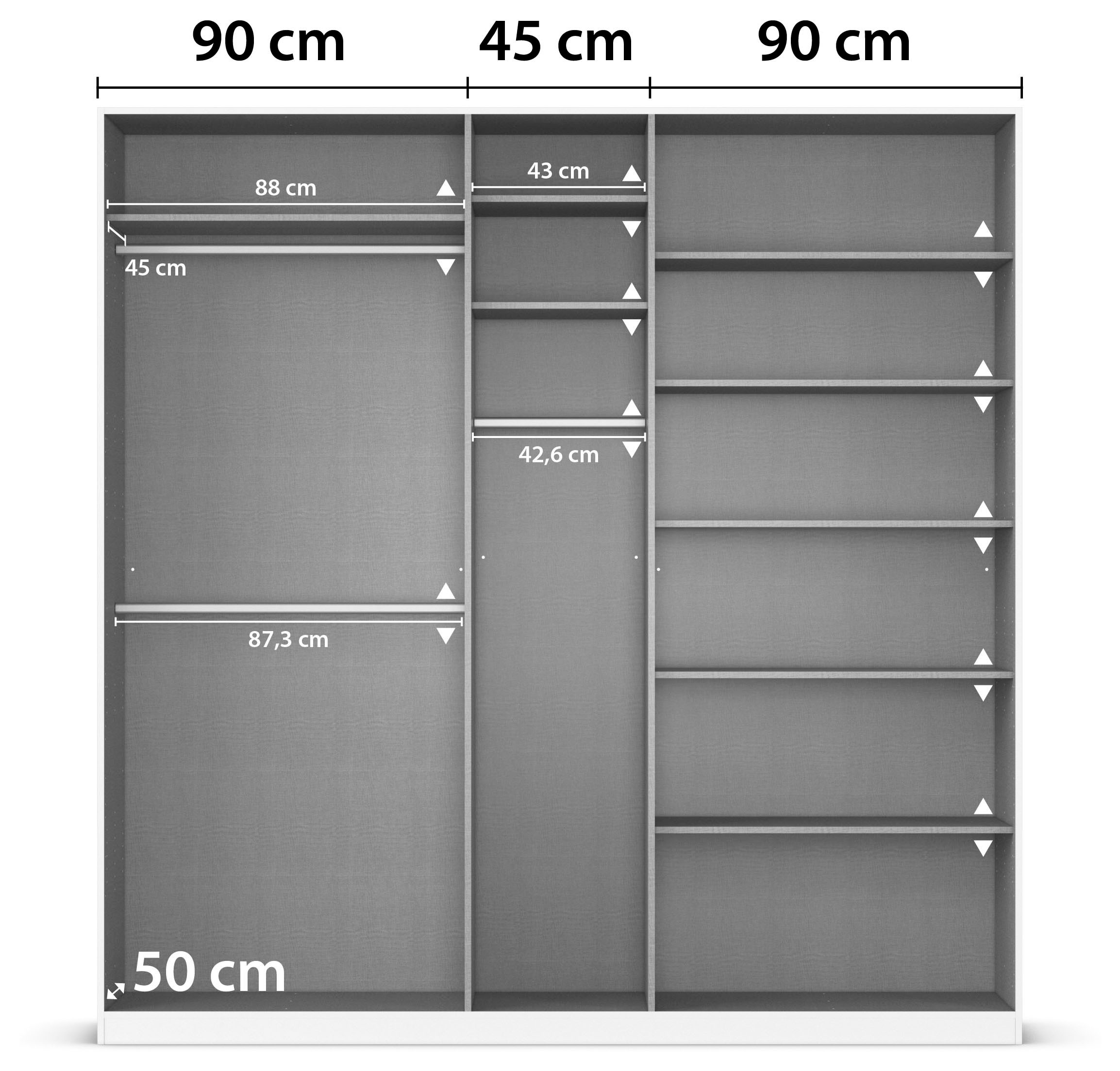 rauch Drehtürenschrank »Kleiderschrank Schrank Garderobe AGORDO mit Dekor- oder Hochglanzfront«, (in zwei Griff-Farben), durchdachte Innenausstattung, in 6 Breiten und 2 Höhen MADE IN GERMANY