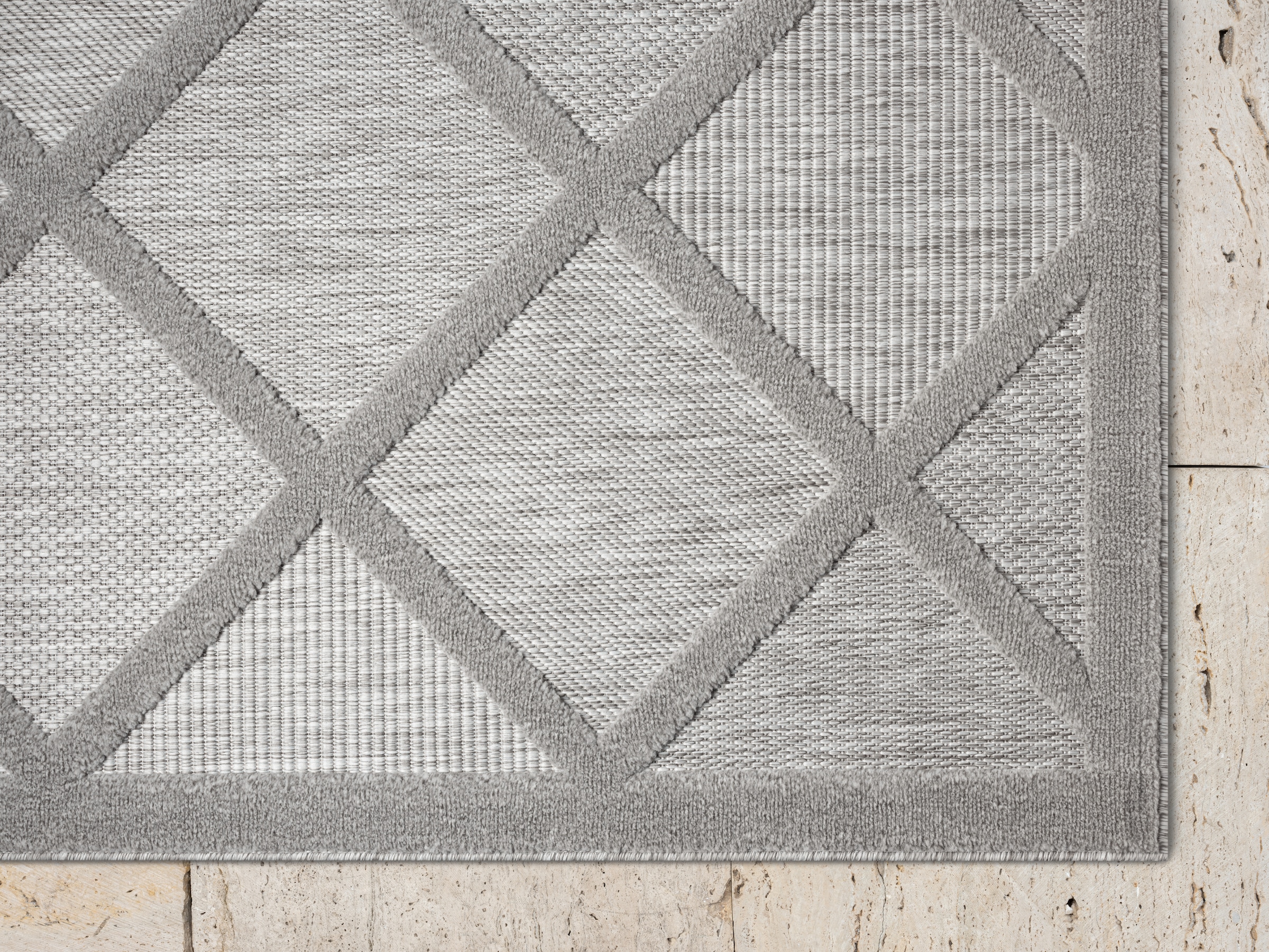 Myflair Möbel & Accessoires Teppich »Amara Lagerräumung«, rechteckig, 8 mm Höhe, Uni Farben, Hoch-Tief Effekt, Outdoor geeignet, Balkon, Terrasse