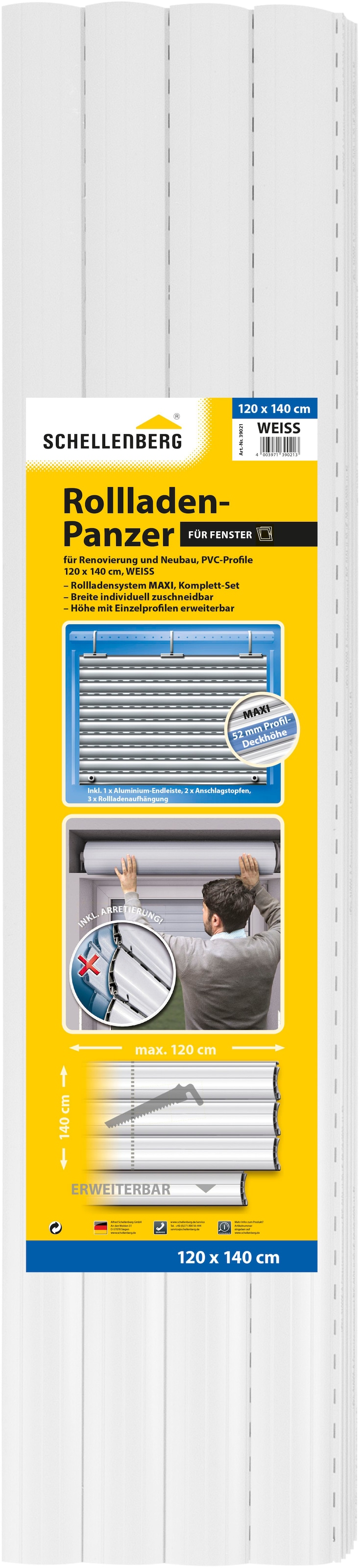 SCHELLENBERG Rollladenpanzer »Set für Fenster, Maxi System für 60 mm Stahlrohrwelle«, (1 tlg.), PVC Jalousie inkl. Zubehör