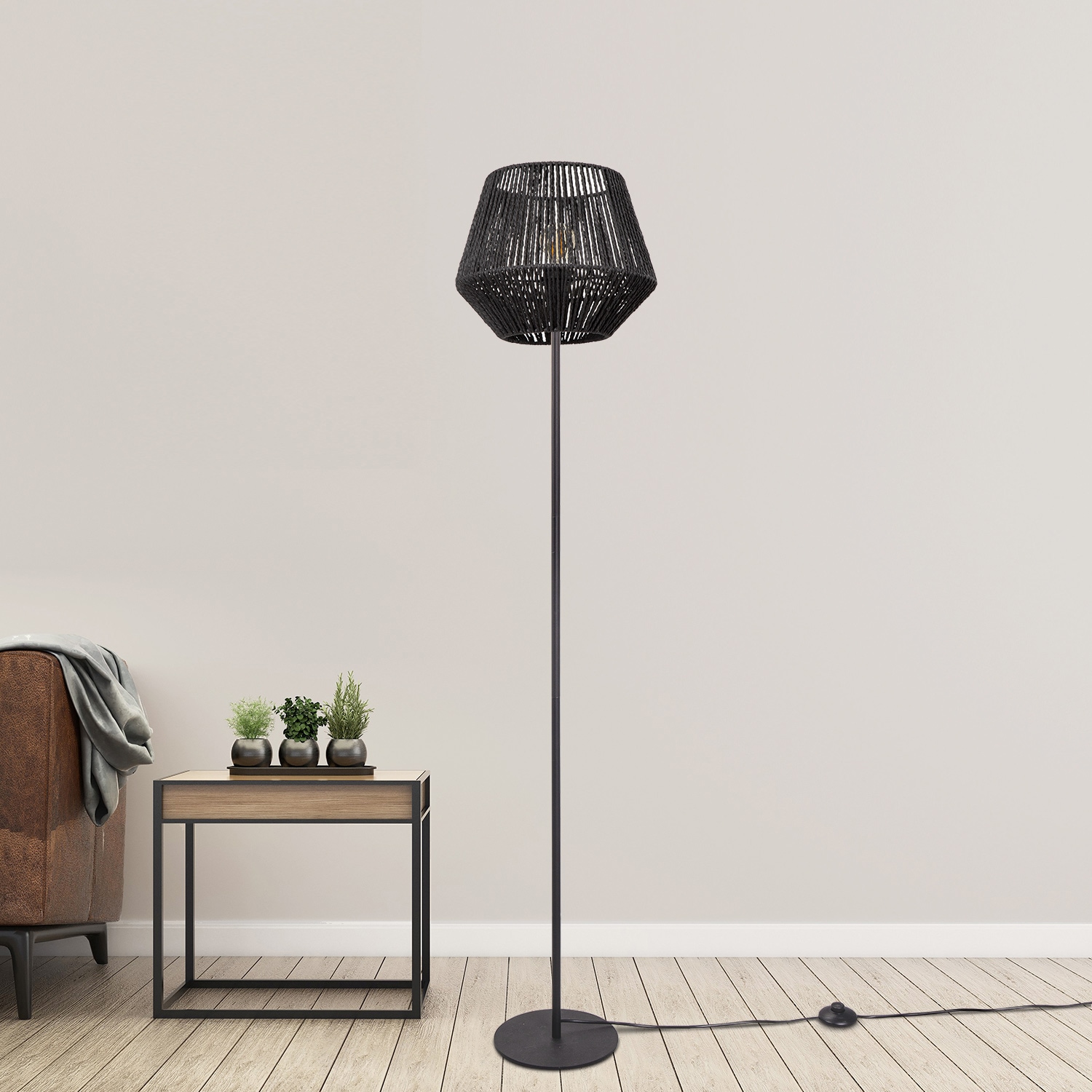 Paco Home Stehlampe »Pinto«, 1 flammig, Leuchtmittel E27 | ohne Leuchtmittel, moderne LED Lampe in Boho Optik, Wohnzimmer, Schlafzimmer, Fassung E27