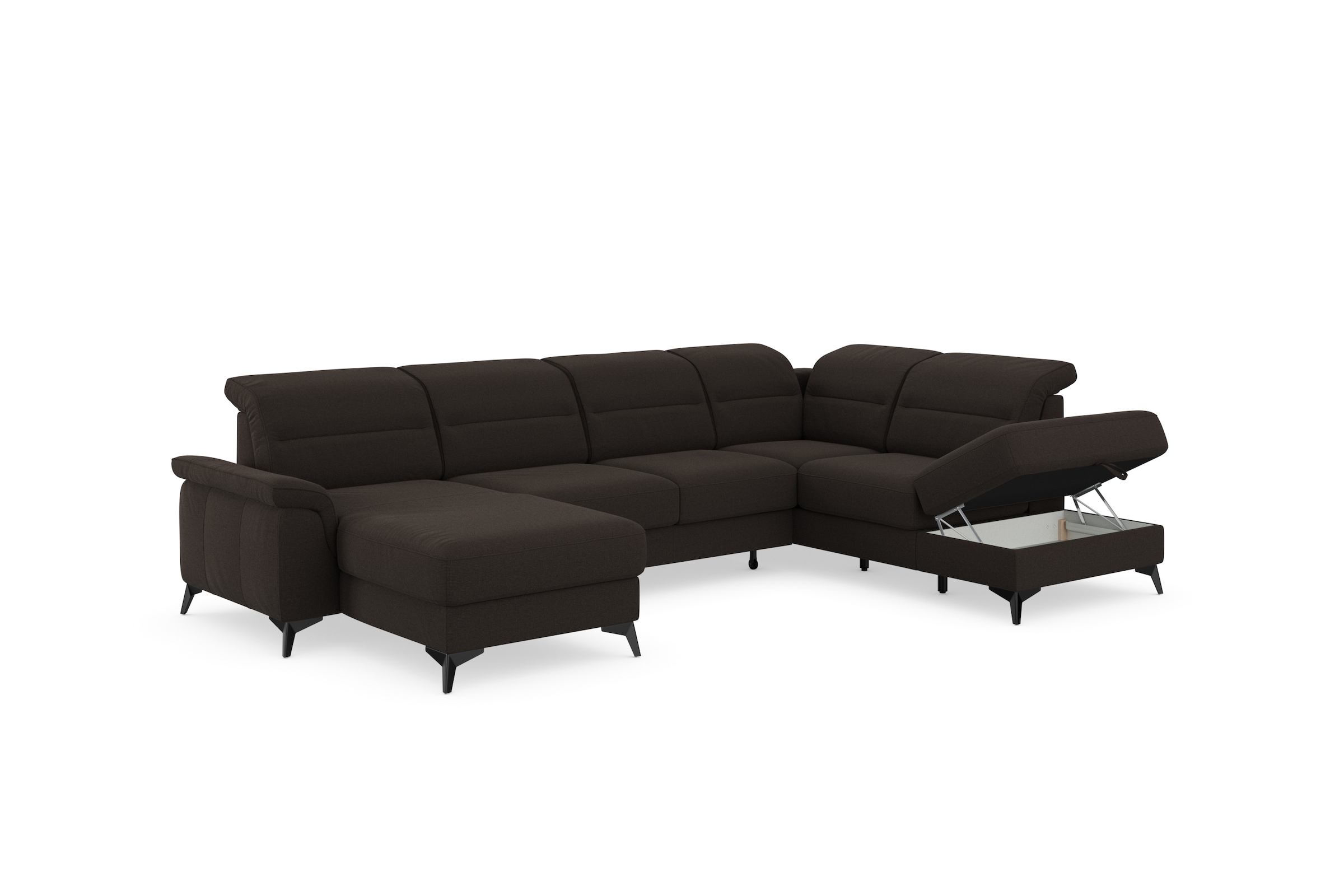 sit&more Wohnlandschaft »Sinatra U-Form«, optional mit Kopfteilverstellung und Armteilfunktion, Metallfüße