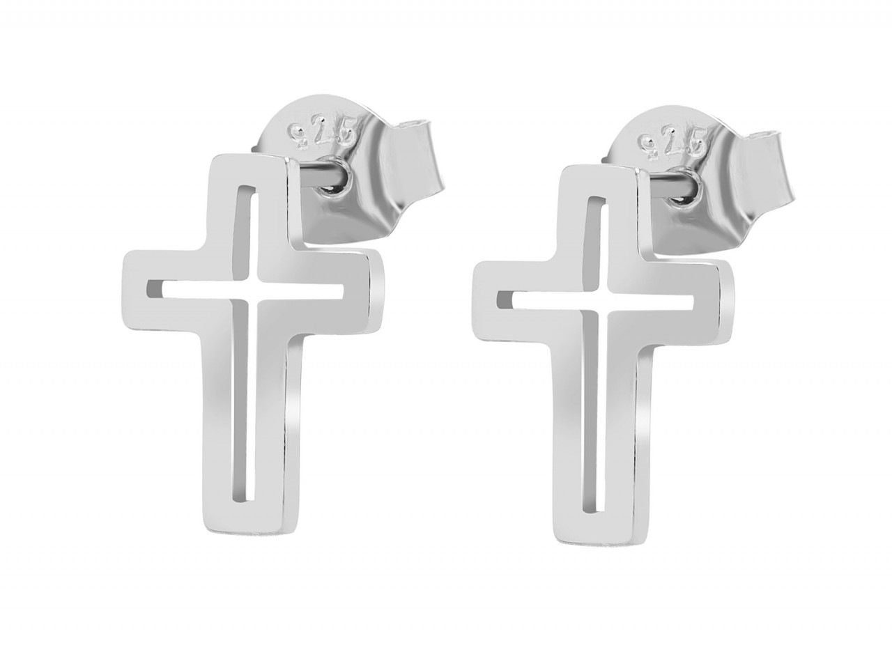 Paar Ohrhänger ADELIA´S "Damen Ohrstecker aus 925 Sterling Silber mit Kreuz", silber, Ohrringe, Damen, Damen, Silber 925 (Sterlingsilber) 4