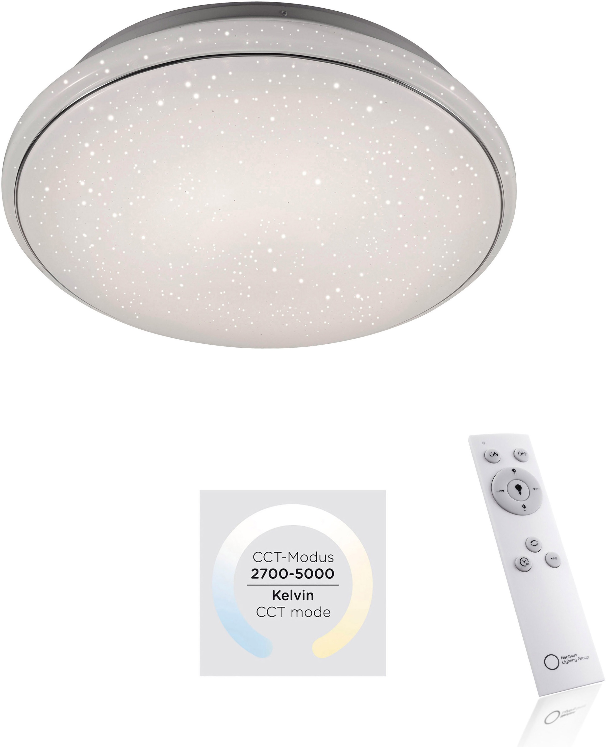 JUST LIGHT Deckenleuchte »JUPITER«, 1 flammig, Leuchtmittel LED-Board | LED fest integriert, CCT - Farbtemperaturregelung, dimmbar über Fernbedienung, Ø 59 cm