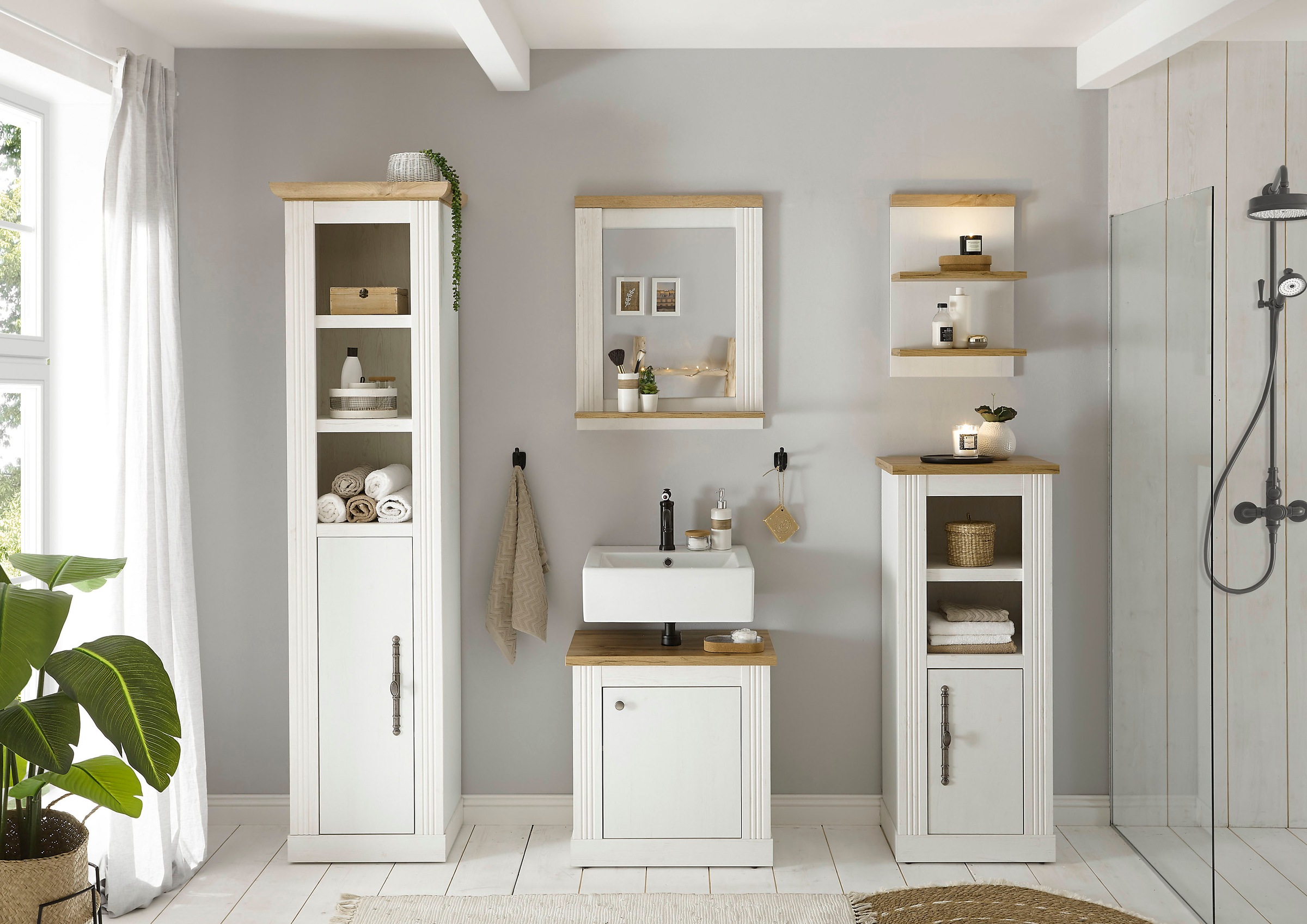 Home affaire Badmöbel-Set "WESTMINSTER, Bad im Landhausstil, 5-teiliges Bad günstig online kaufen