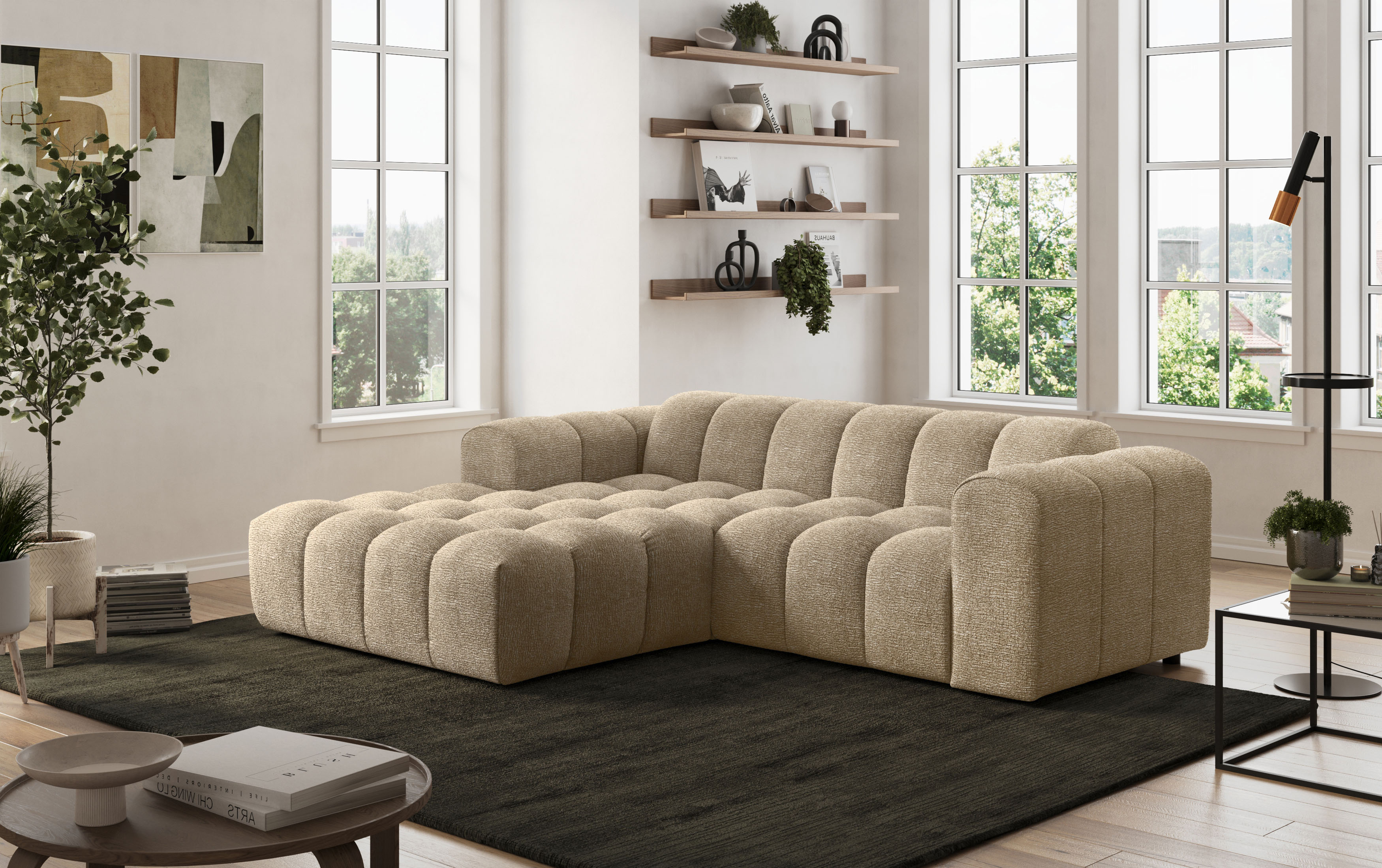 COTTA Ecksofa "Rocco L-Form, B: 248 cm, modernes Bubble-Sofa, großzügiger Sitzkomfort" Wohnlandschaft-Charakter, frei stellbar, modernes Design