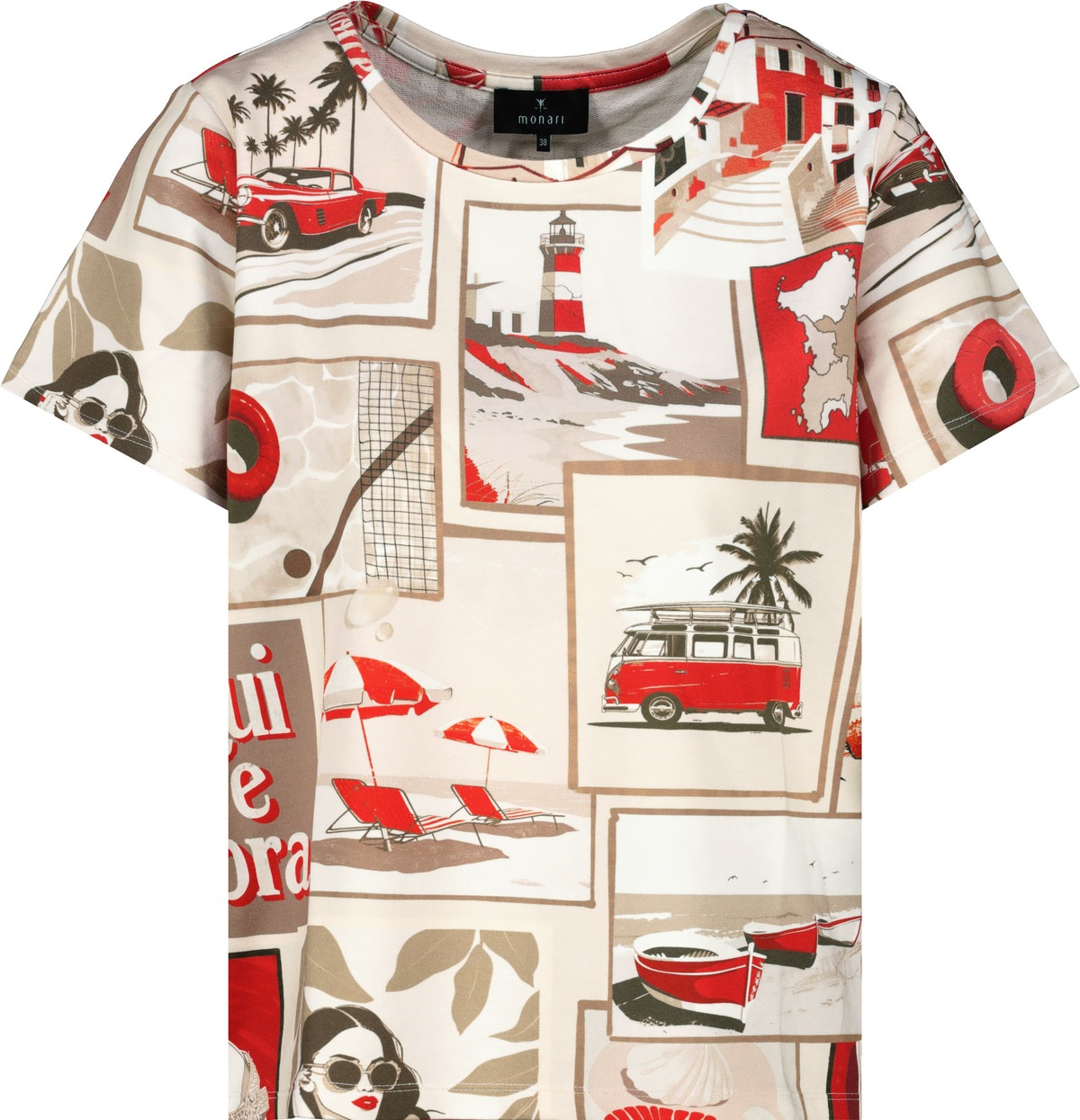 Monari T-Shirt »Shirt Polaroid allover«, Mit Rundhalsausschnitt