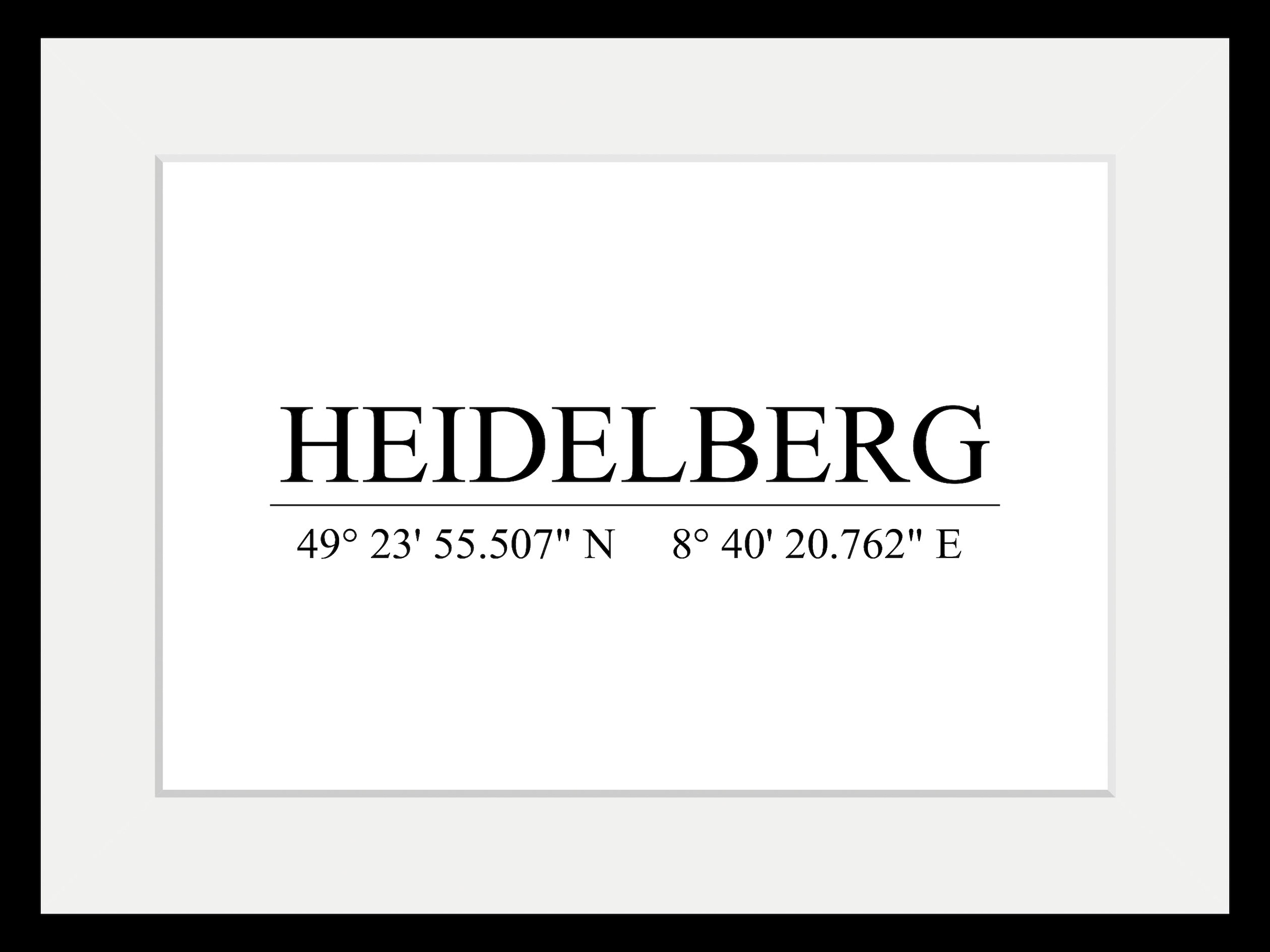 queence Bild »Heidelberg«, Städte-Schriftzug-Deutschland-Stadt-Schwarz-Weiß, (1 St.), HD Premium Poster-Druck inkl. Holzrahmen