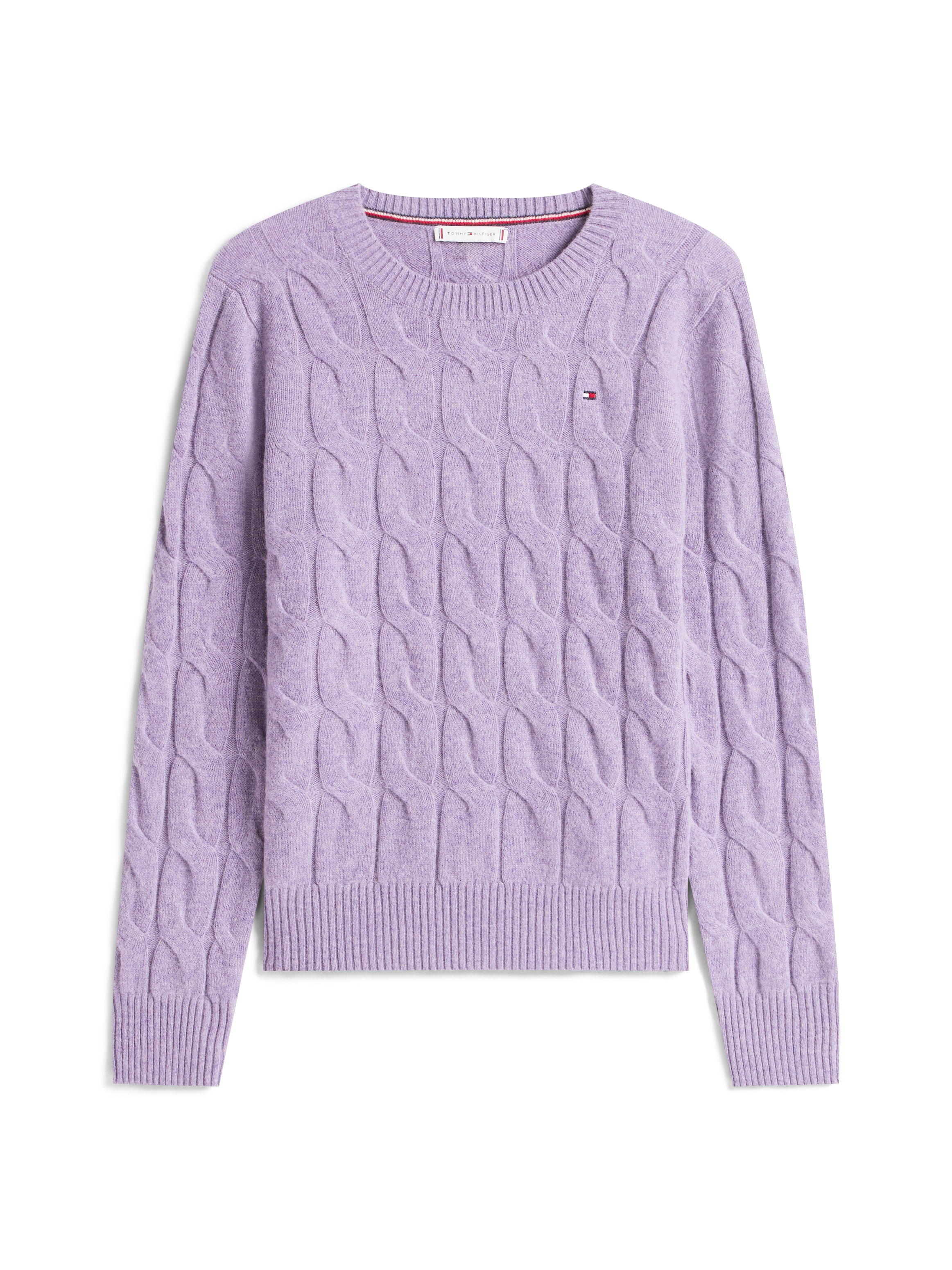 Tommy Hilfiger Strickpullover »SOFT WOOL CABLE C-NK« Wolle, mit Zopfmuster