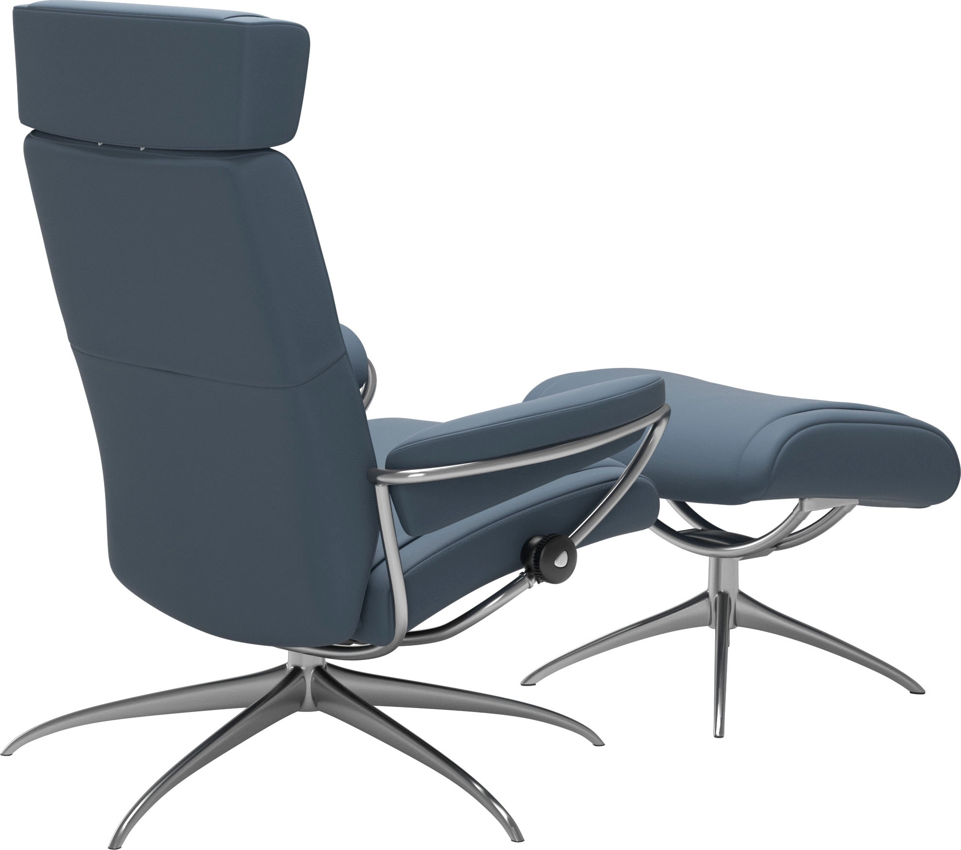 Stressless® Relaxsessel »Paris«, (Set, Relaxsessel mit Hocker), mit Hocker, Low Back mit Kopfstütze, mit Star Base, Gestell Chrom