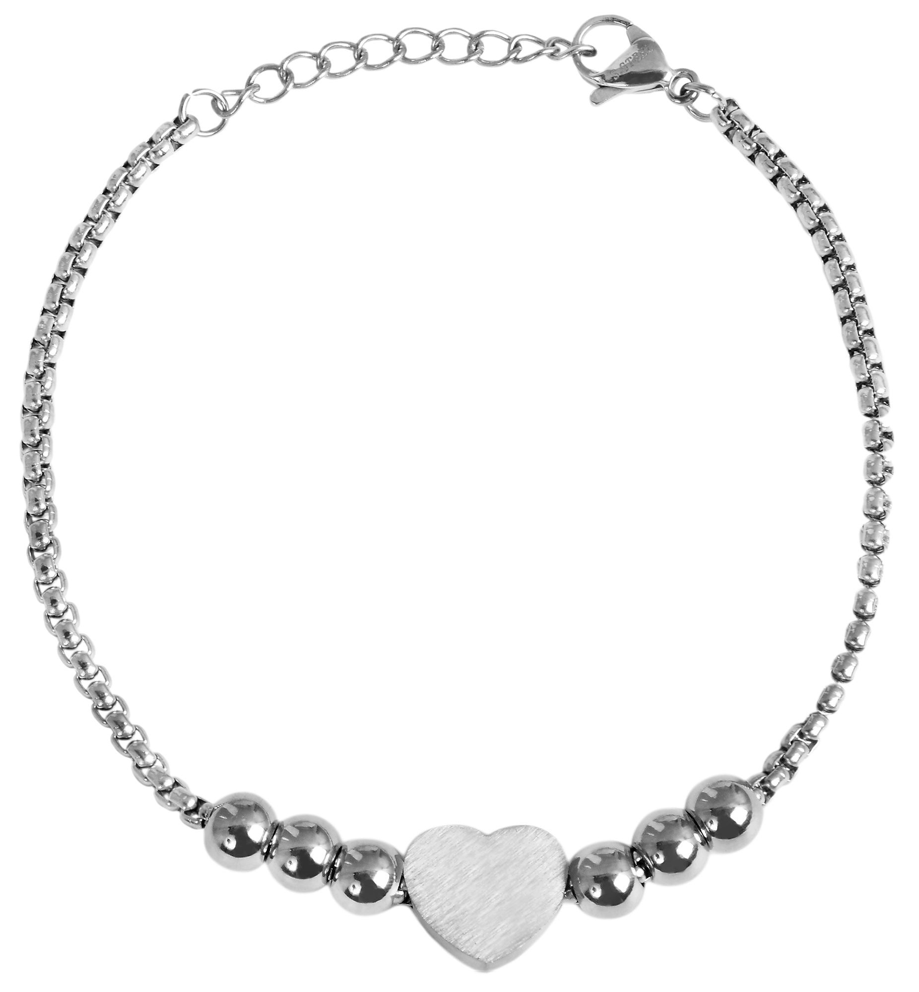 Armband ADELIA´S "Damen Armband – Herz aus Edelstahl 17 cm", silber, Armbänder, Damen, 17cm, Edelstahl, Armband, Ideal zum Verschenken – schlicht und stilvoll