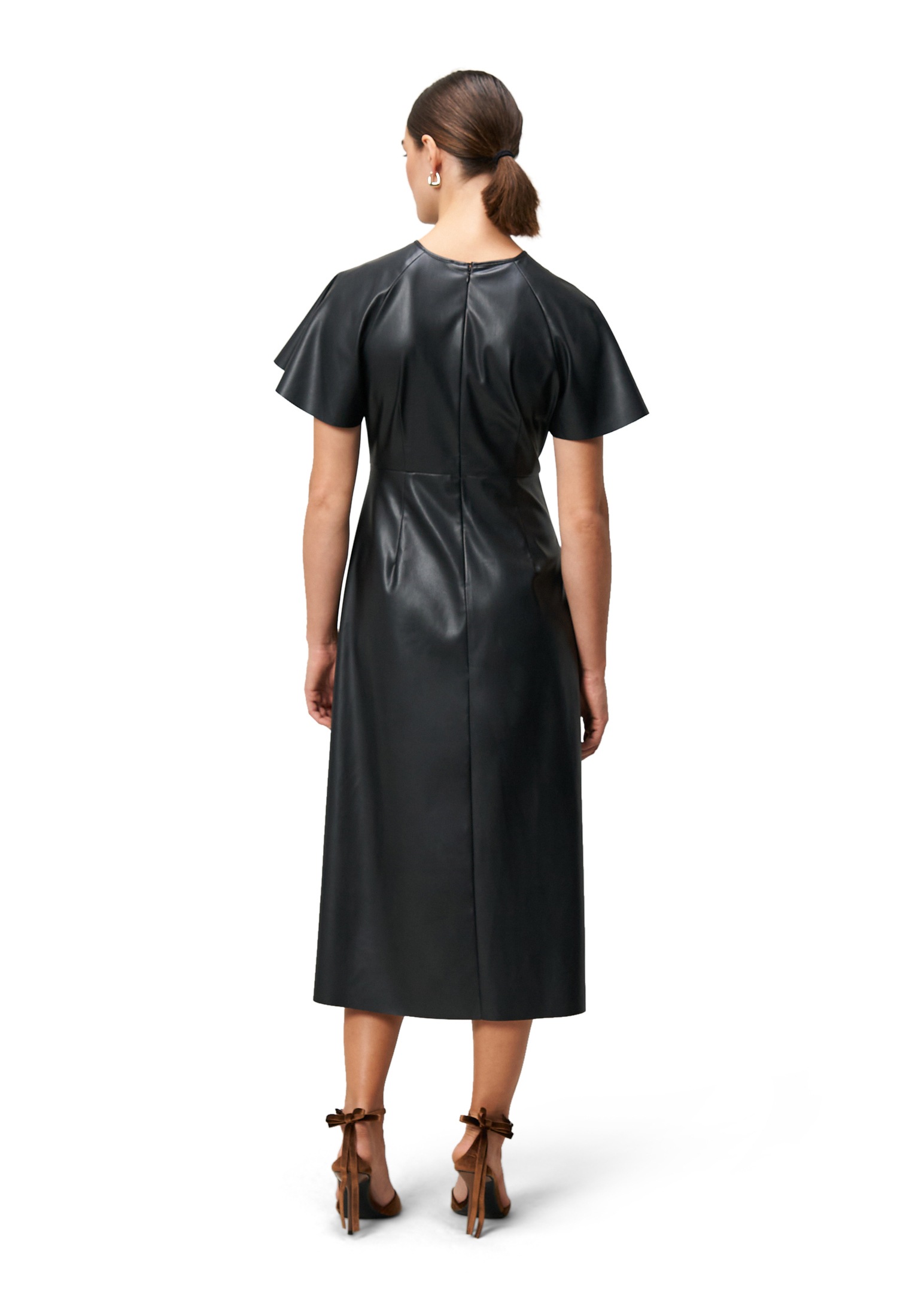 Zero Midikleid »Damen in Lederoptik« Ohne Tasche drapiert /gerafft