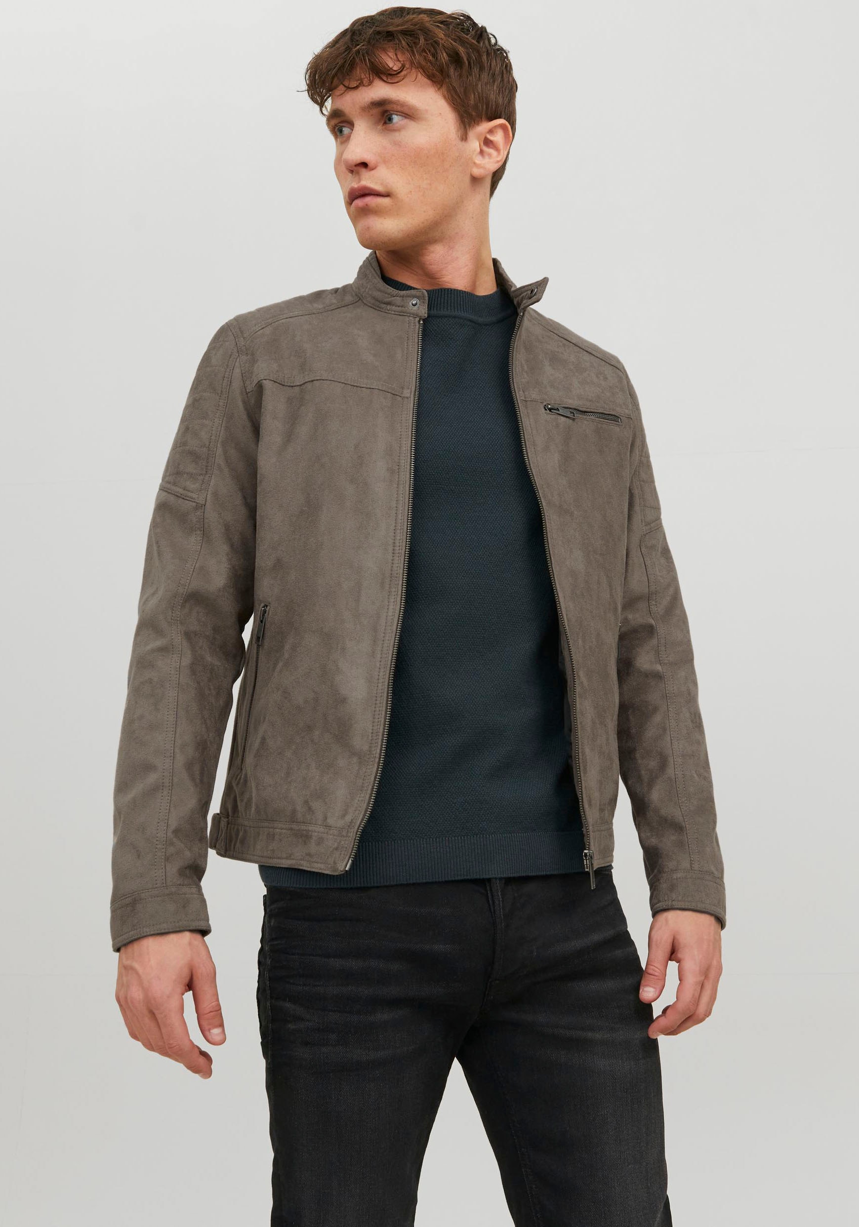 Jack & Jones Lederimitatjacke "JJEROCKY in Kunstlederoptik mit Reißverschlu günstig online kaufen
