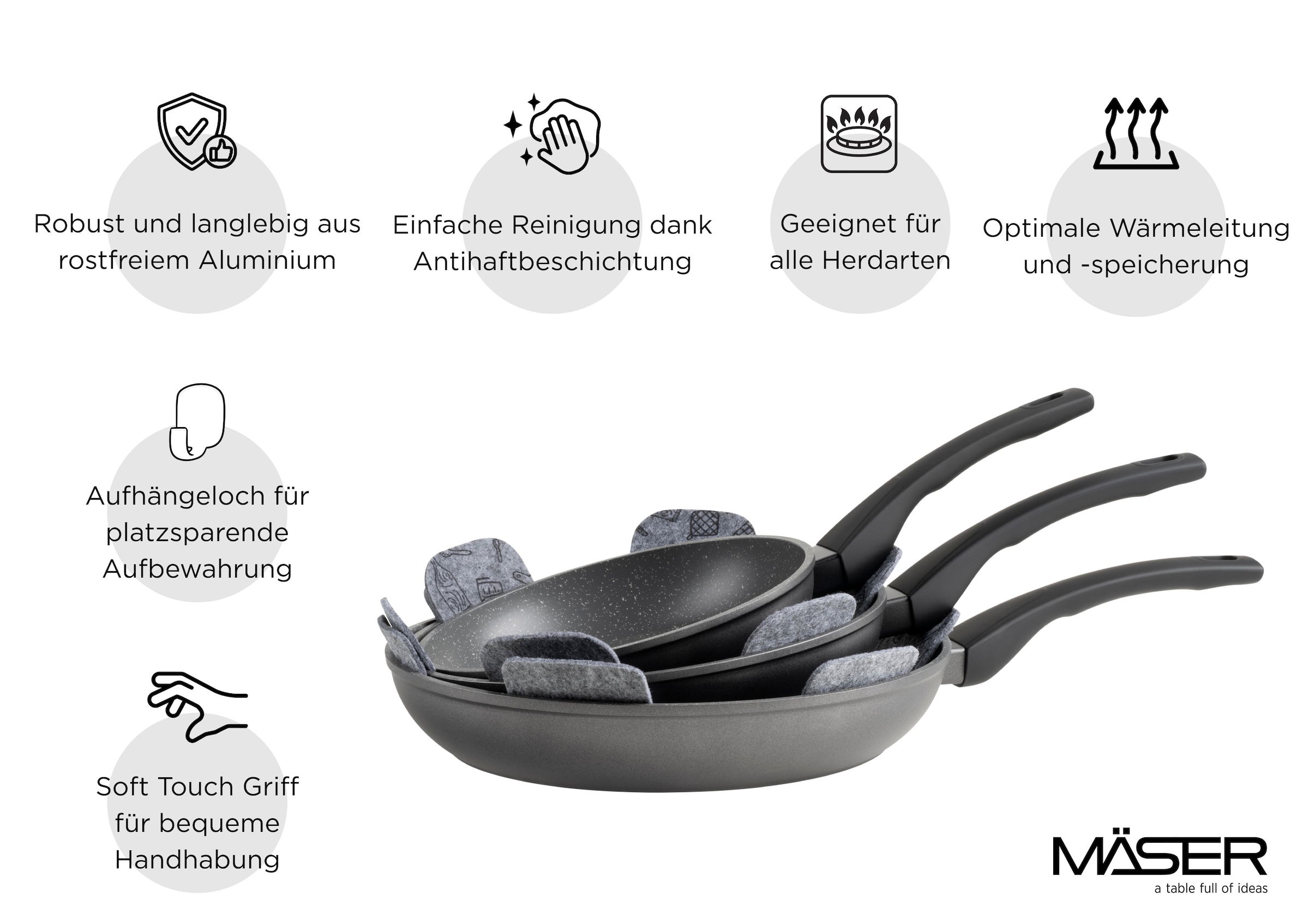 MÄSER Pfannen-Set »Leonis« Aluminium Set, 7 tlg.