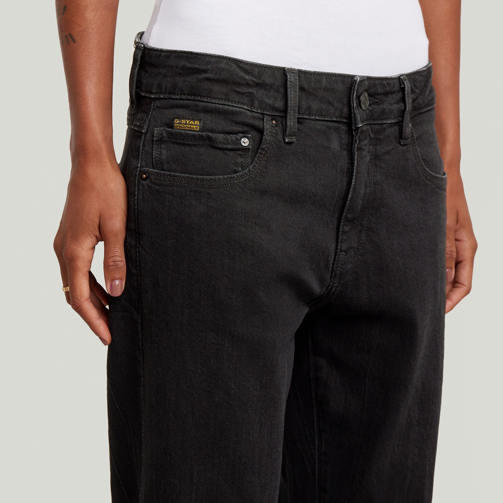 Boyfriend-Jeans G-STAR "Kate", Damen, Gr. 30, Länge 34, washed schwarz, Denim/Jeans, Obermaterial: 98% Baumwolle, 2% Elasthan, weit, unten schmal lang, Jeans, im 5-Pocket-Stil 2