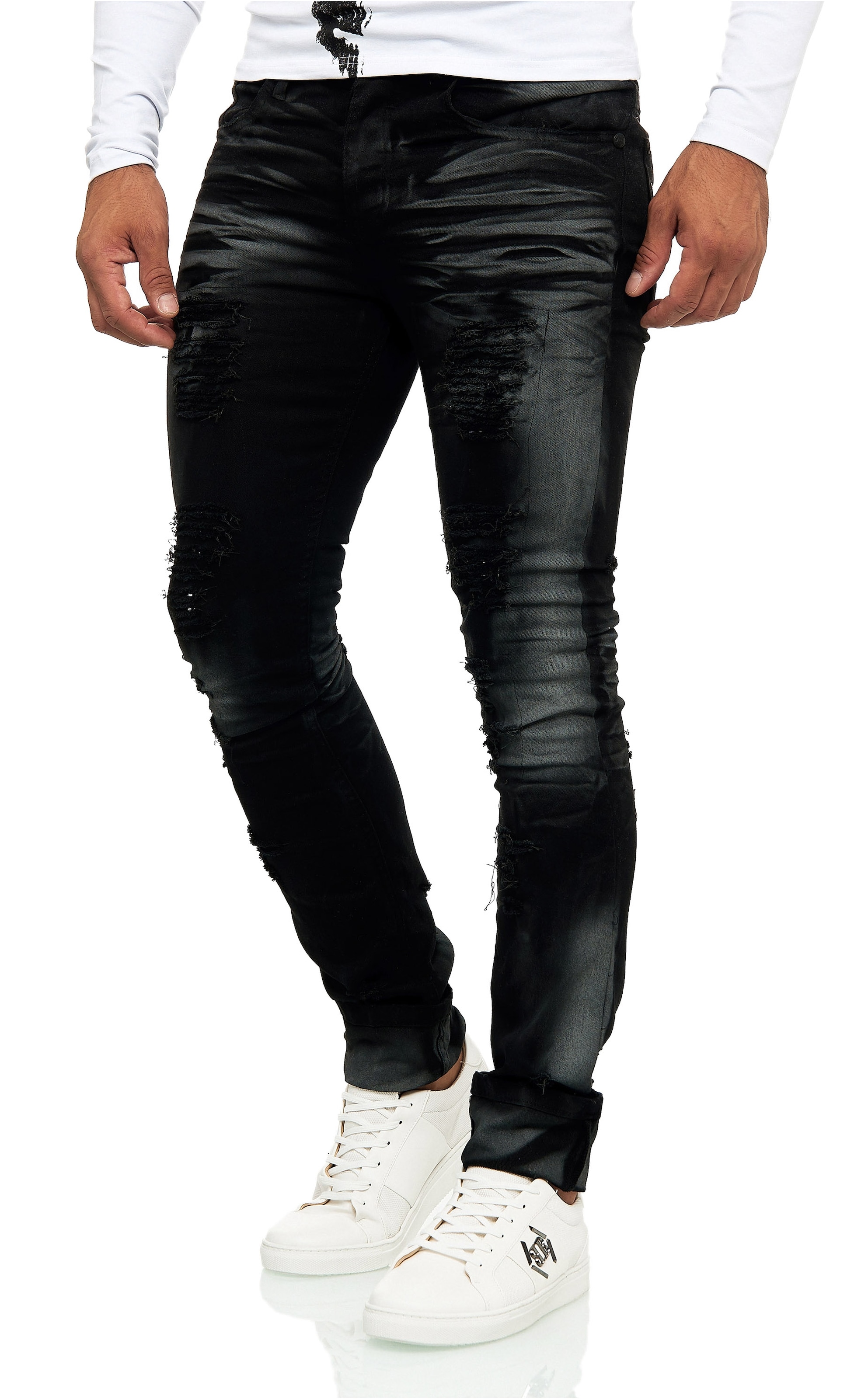 KINGZ Slim-fit-Jeans, im Destroyed-Look mit auffälliger Waschung günstig online kaufen