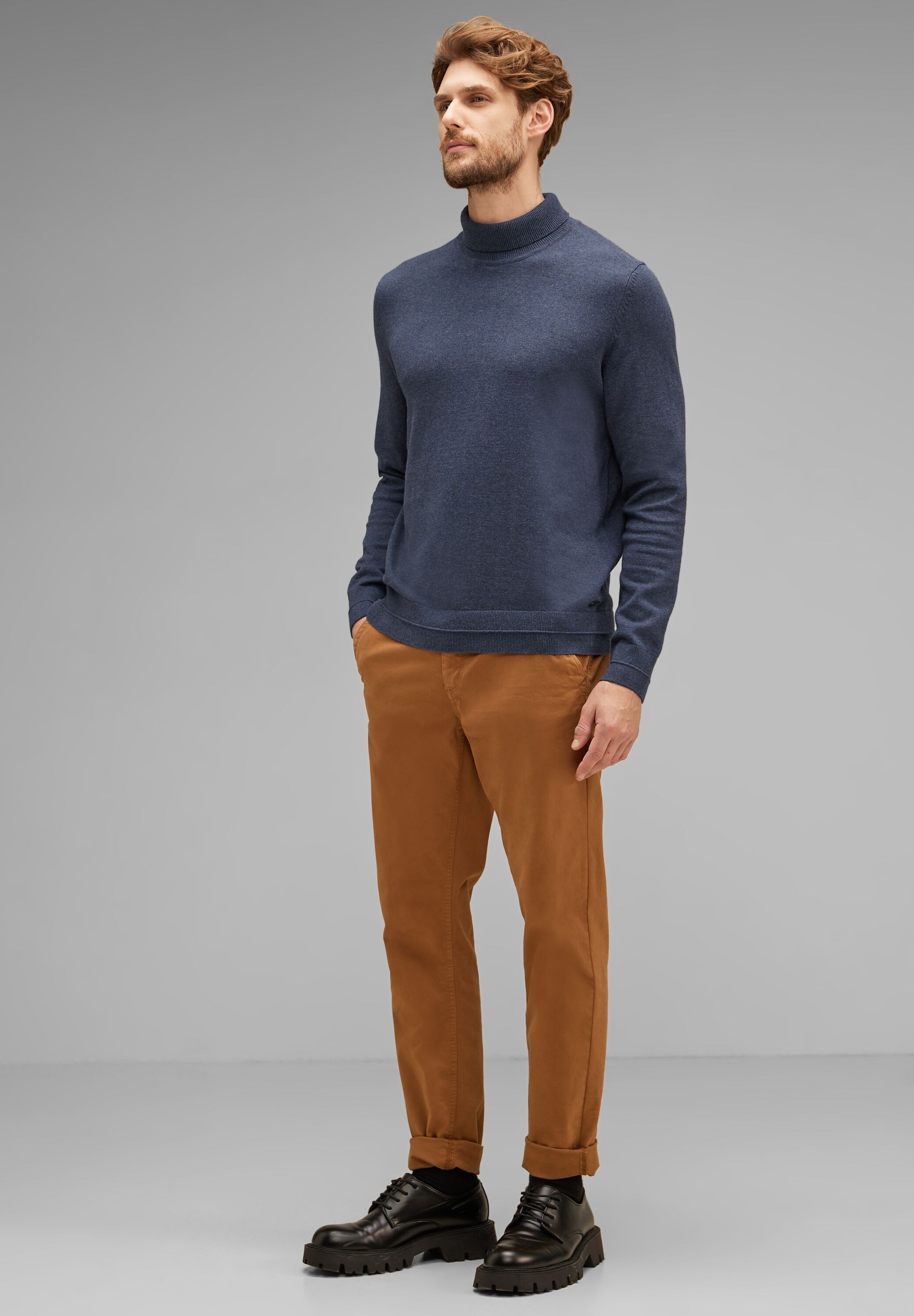 STREET ONE MEN Stehkragenpullover, in Melange Optik