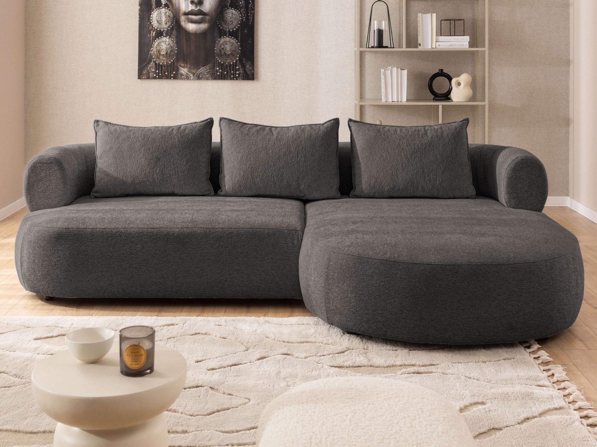Home affaire Ecksofa "LUSSAC L-Form Design-Sofa mit Zierkissen, Maße B/T/H: günstig online kaufen