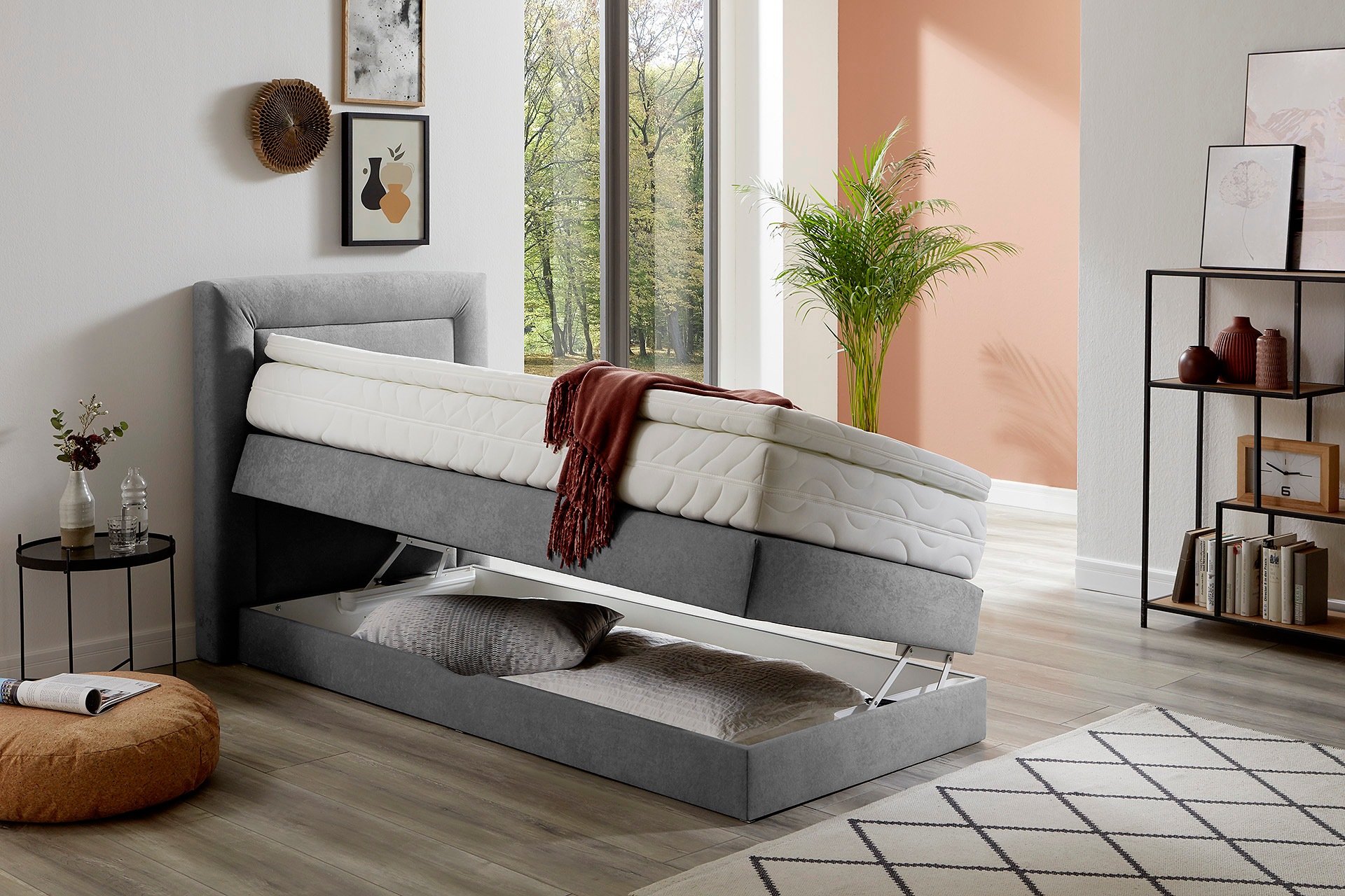 Lit Box Spring Gris 105x210cm Westfalia Schlafkomfort 8