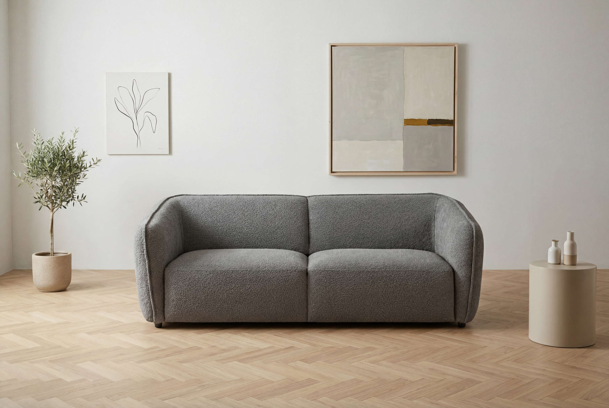 OTTO home 3-Sitzer "OSTRUP, Naturtöne, Boucle oder Chenille" Breite 221 cm, organische Form mit sanften Rundungen