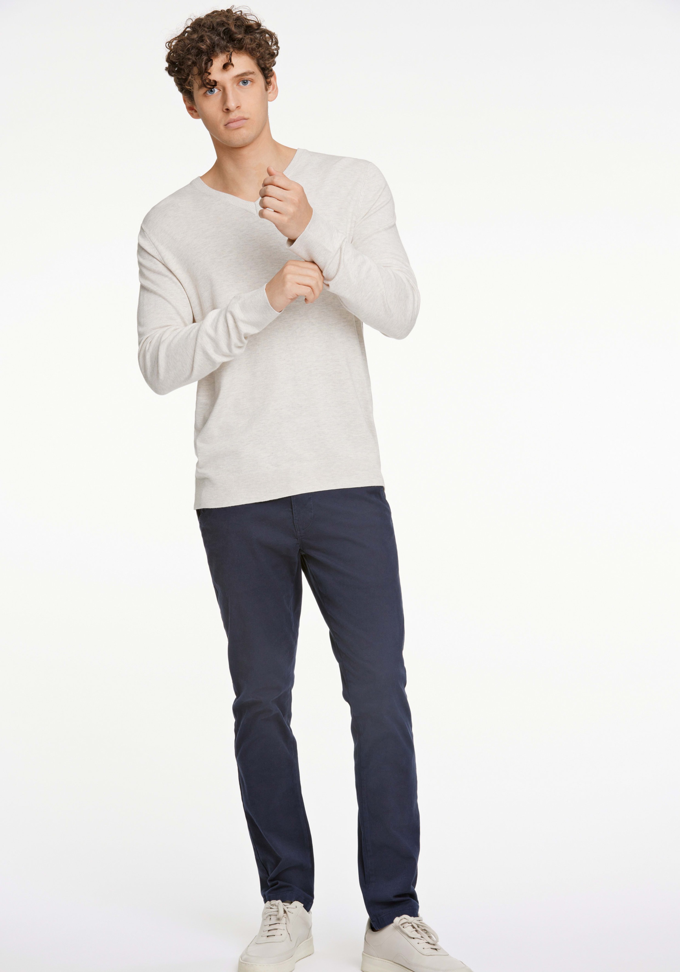 LINDBERGH Strickpullover meliert, mit V-Ausschnitt