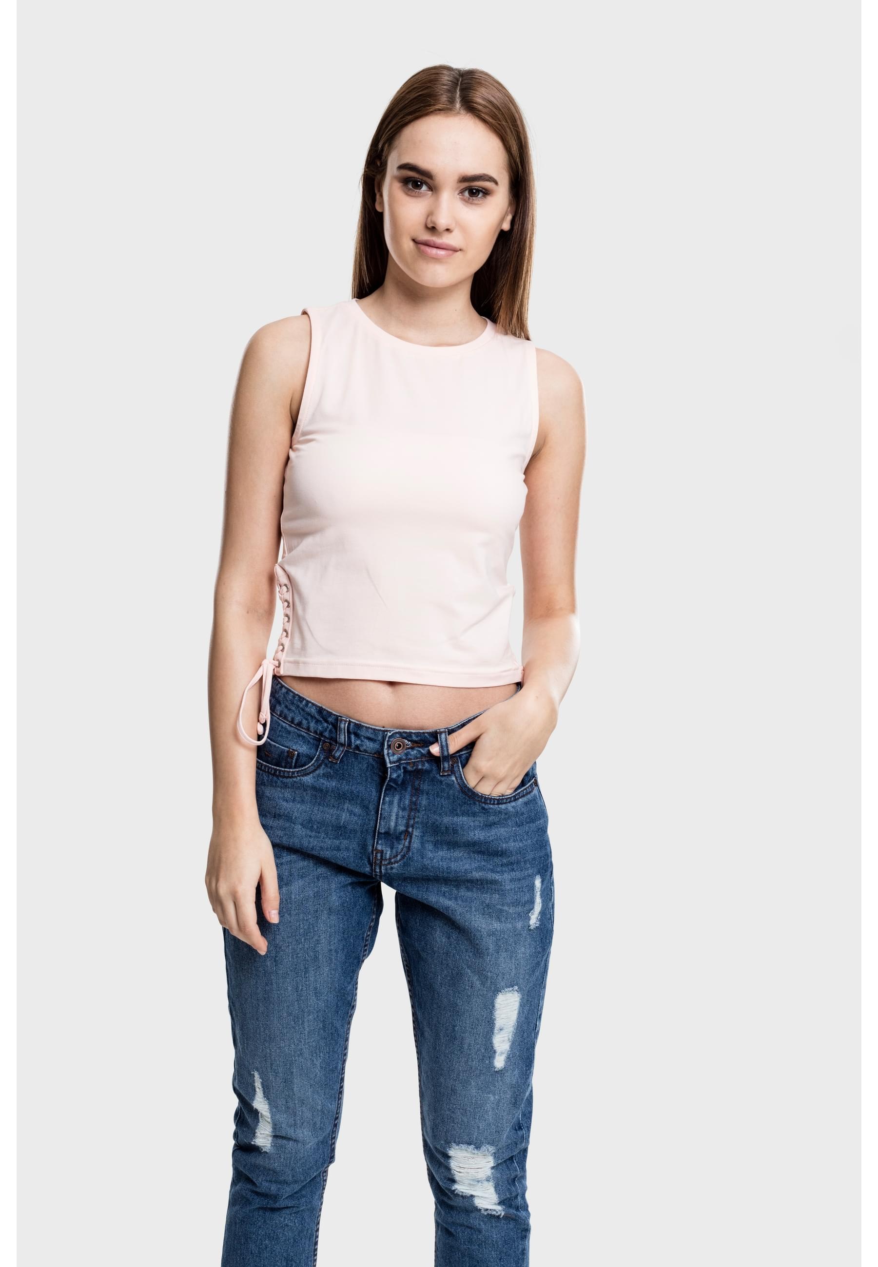 URBAN CLASSICS Muskelshirt »Urban Classics Damen Ladies Lace Up Cropped Top« 1 Stk.
