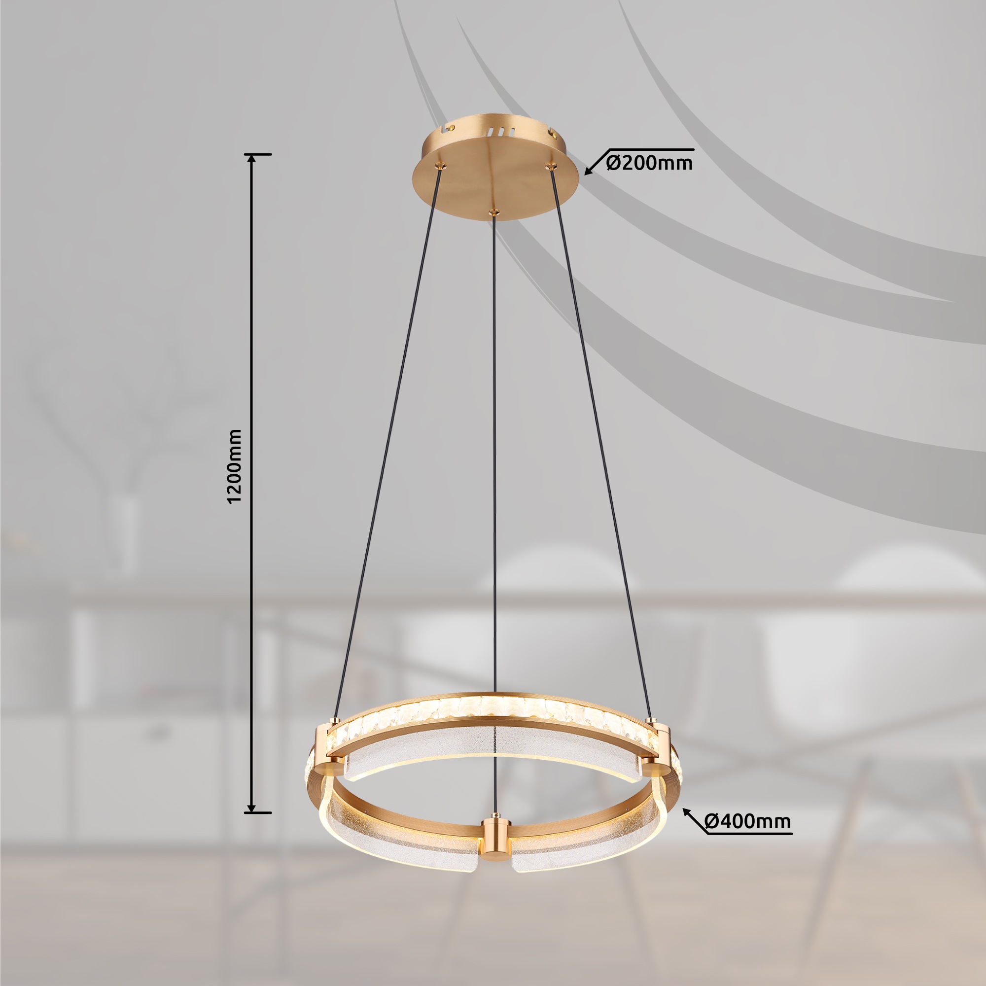 GLOBO LIGHTING Hängeleuchte »BLONDIE« LED-Modul 1 Stk. Hängeleuchte Gold, Kristalle/Acryl klar, dimmbar, LED 36W