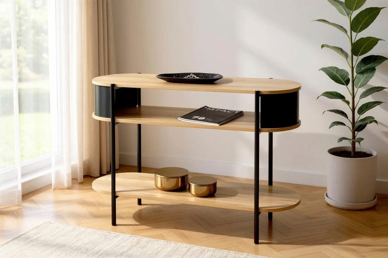 HAKU Konsolentisch »Beistelltisch« 1 Stk. tlg. oval - aus MDF Braun B/T/H 110/39/76 cm