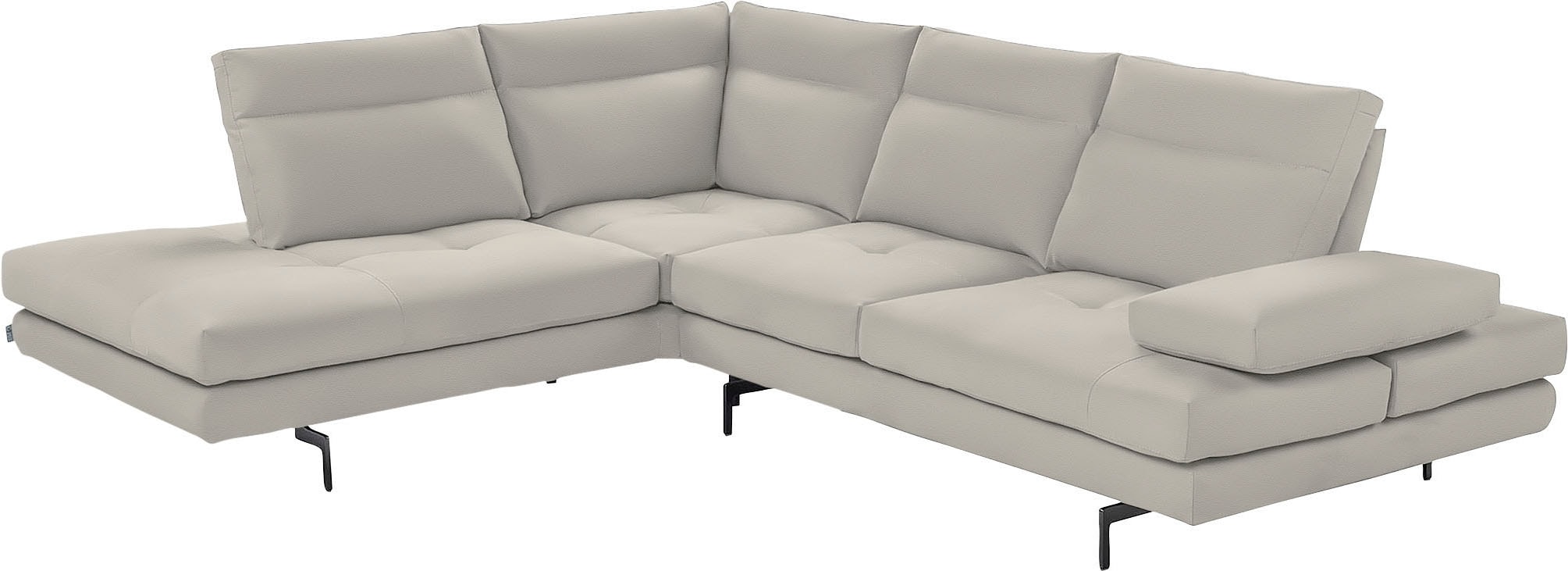 CALIA ITALIA Ecksofa "Toby Wing, B/T: 288/232 cm, Designsofa mit sensationellem Sitzkomfort" L-Form, Sitztiefenverstellung, funktionale Ecke, Füße in schwarz matt