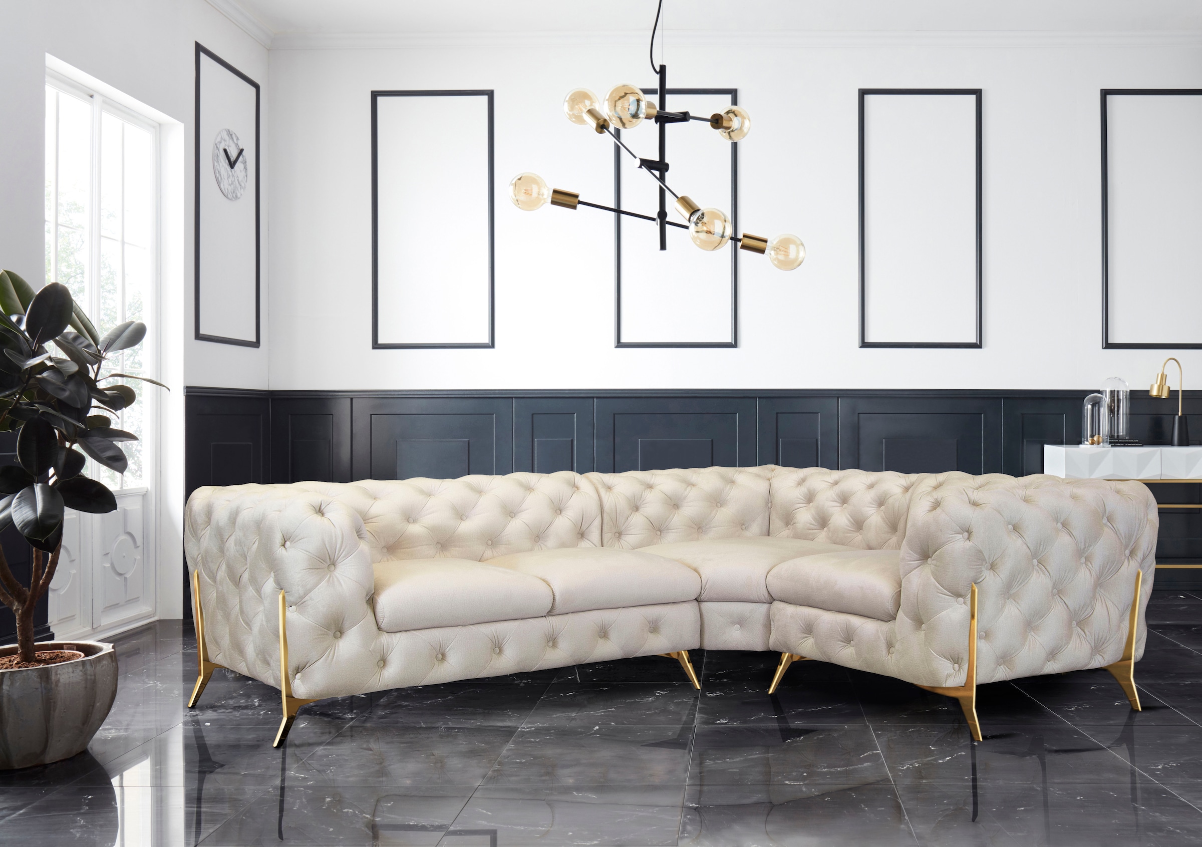Home affaire Chesterfield-Sofa "Amaury L-Form" moderne Chersterfield-Optik, günstig online kaufen