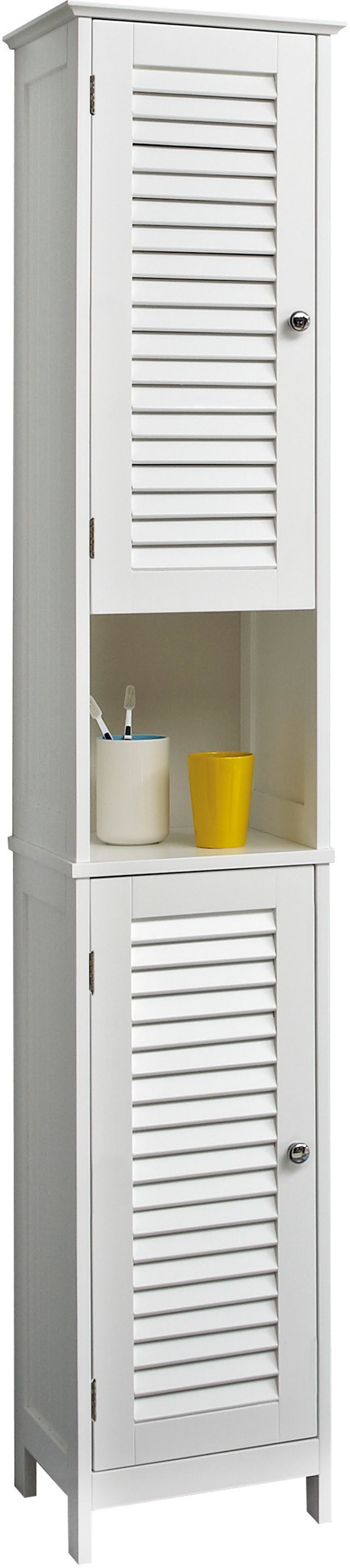 Saphir Badmöbel-Set »Quickset 928 5-teilig, Waschbeckenunterschrank mit LED-Spiegel«, (6 St.), Hochschrank, Unterschrank, Hängeschrank, 6 Türen, Weiß Glanz
