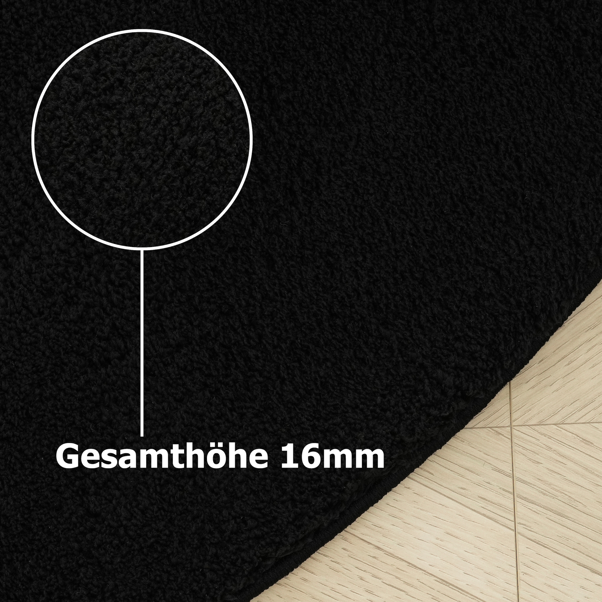 OTTO home Teppich »Cali« rund 16 mm Höhe Uni-Farben, kuschelig, & weich, waschbar, Wohnzimmer, Schlafzimmer