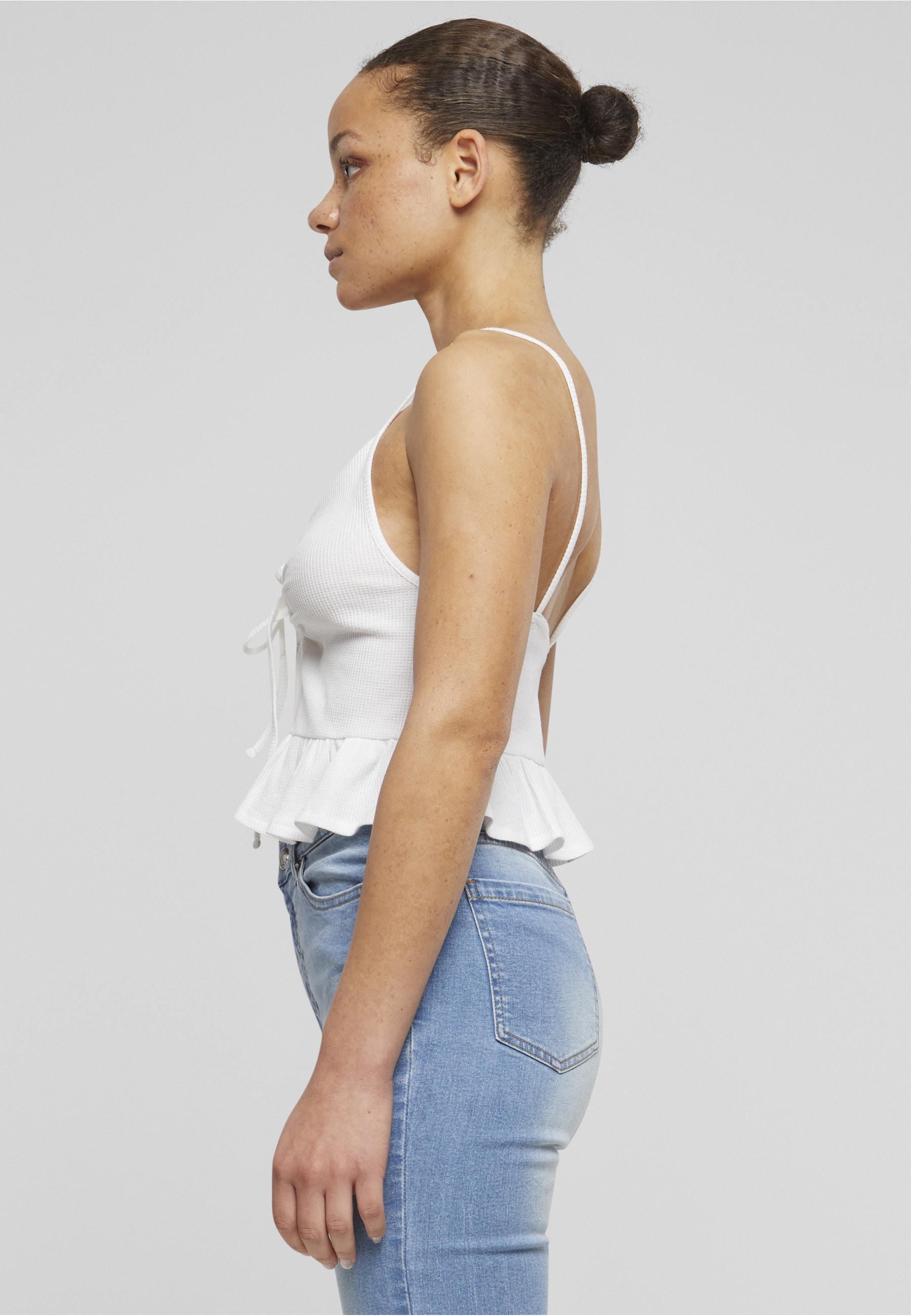 URBAN CLASSICS T-Shirt-BH »Urban Classics Damen Ladies Waffle Pique Ruffle Top«