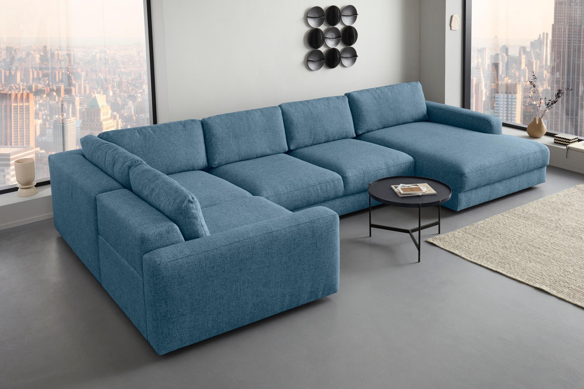 Places of Style Wohnlandschaft »Bloomfield, U-Form«, mit extra tiefer Sitzfläche, wahlweise mit Sitztiefenverstellung