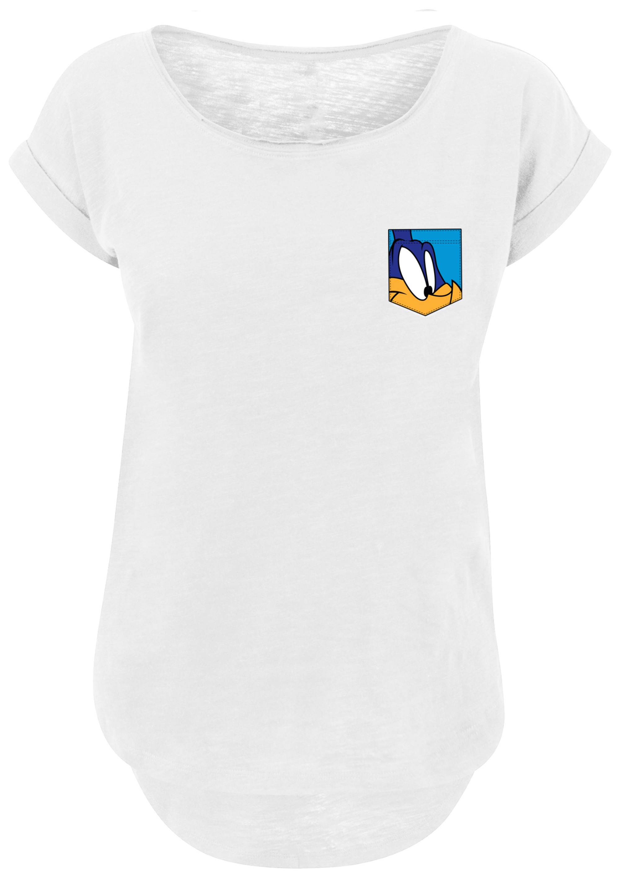 F4NT4STIC T-Shirt »Looney Tunes Road Runner Face Faux Pocket«, Print