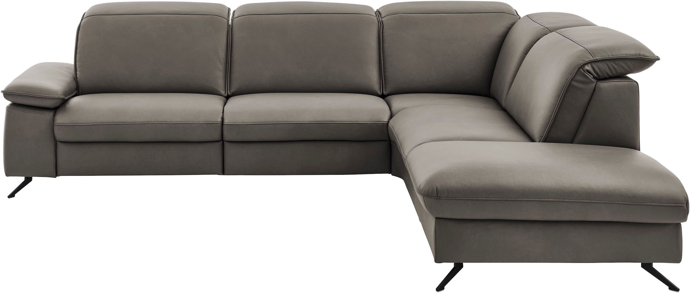 Die PlanBar Ecksofa "PN-EM20091, L-Form, Breite 297 cm" inkl. Kopfteilverstellung, optional elektr. Relaxfunktion u. Stauraum