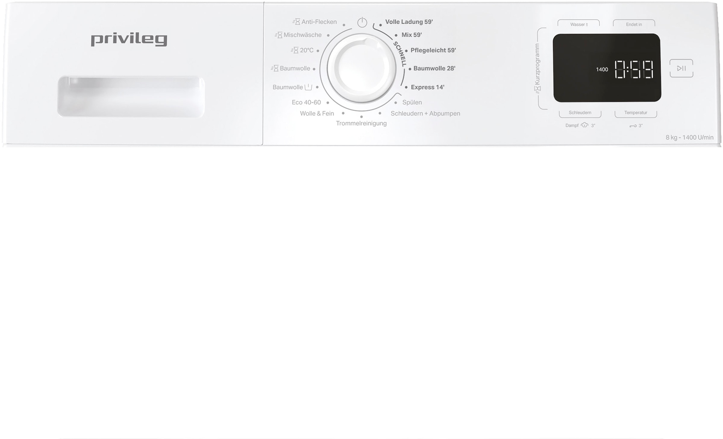 Privileg Waschmaschine MY TIME »PWF 874A MY TIME DE«, 8 kg, 1400 U/min, Quick Cycles – 5 Programme in unter 1 Stunde