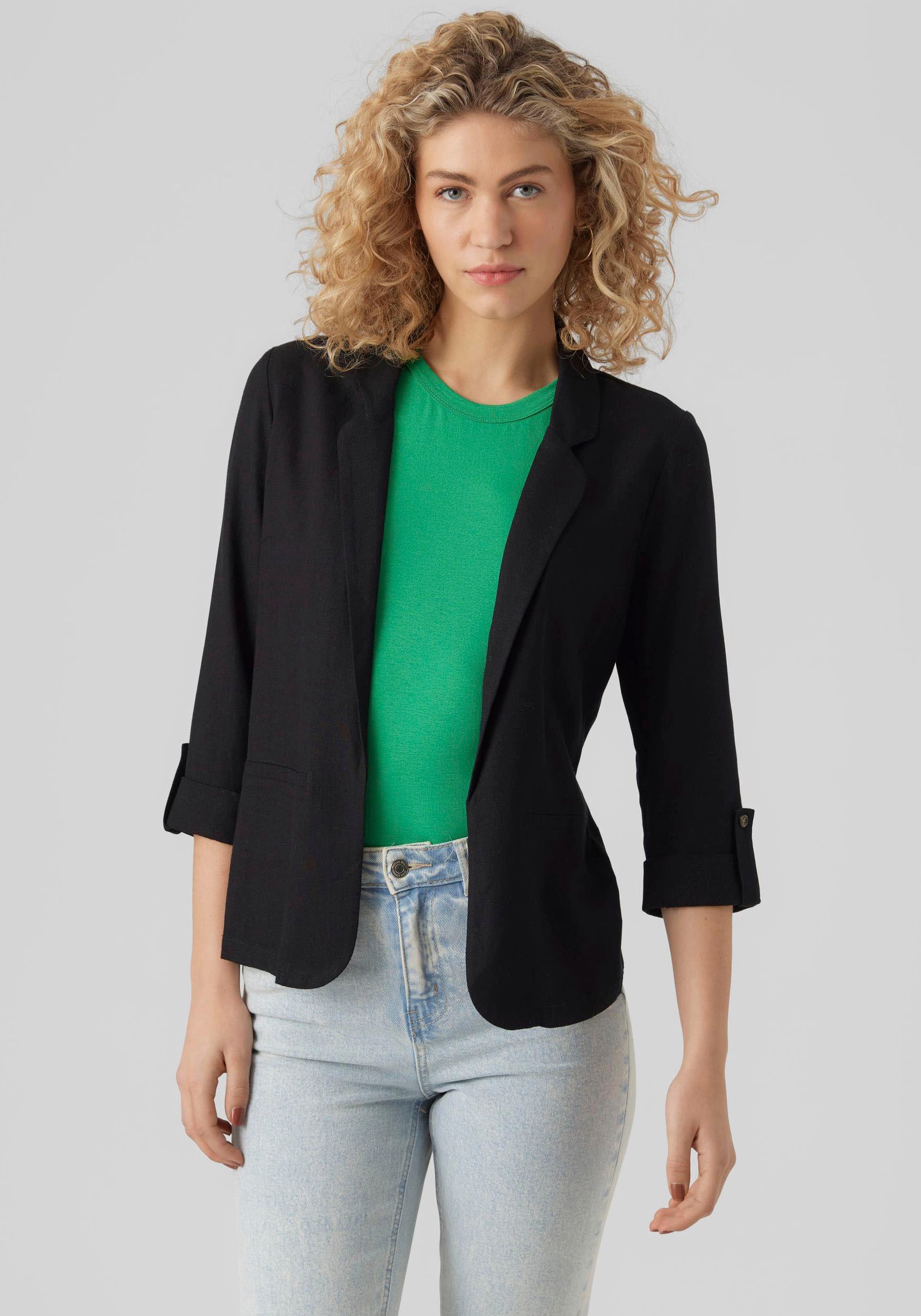 Vero Moda "VMJESMILO 3/4 LOOSE BLAZER WVN NOOS" mit Leinen günstig online kaufen