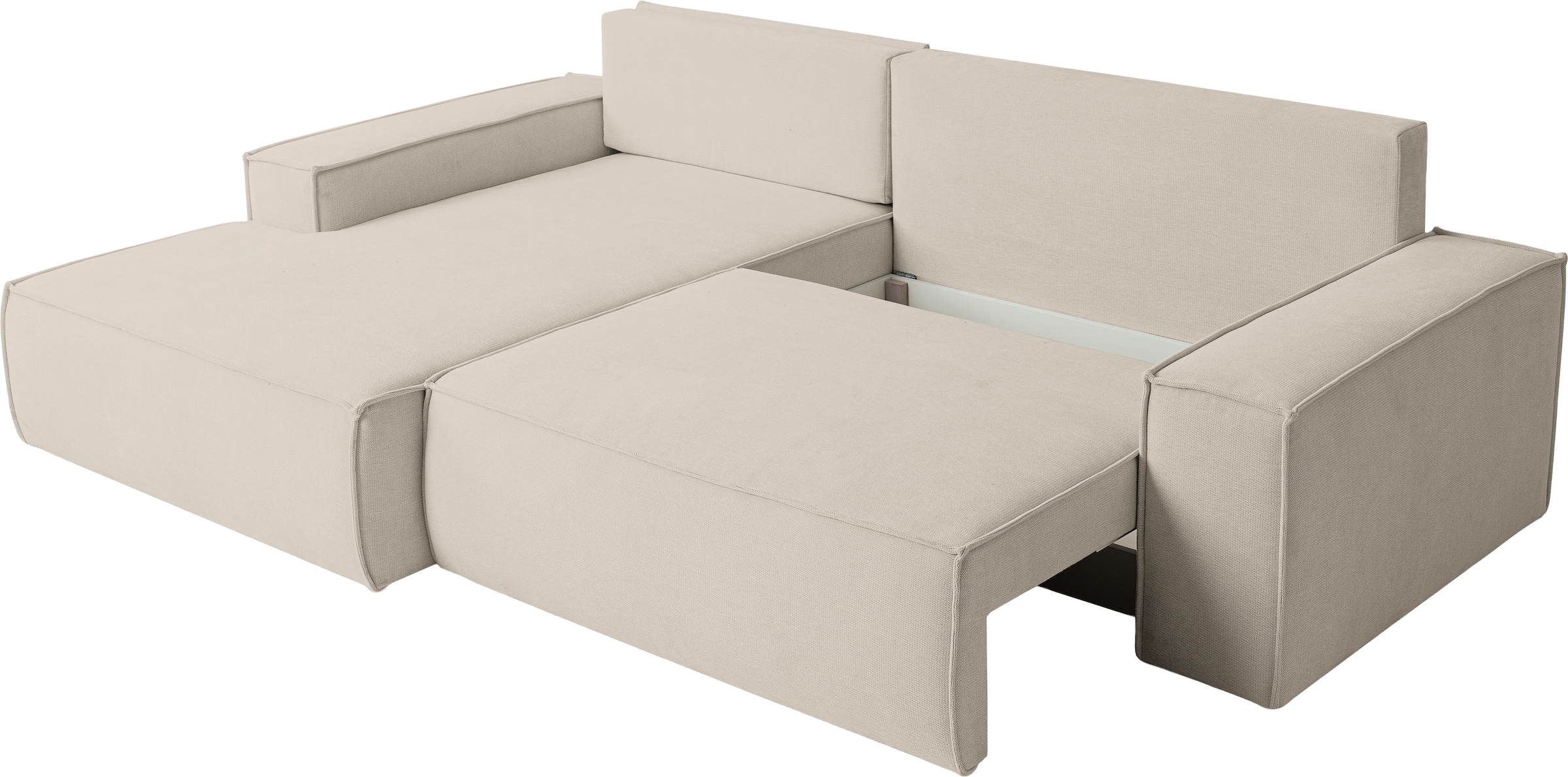 WERK2 Ecksofa »Treviso bequem, mit Bettfunktion und Bettkasten, Breite 267cm, L-Form« Moderne, teilmassive Polsterecke, Komfortpolsterung und losen Kissen.