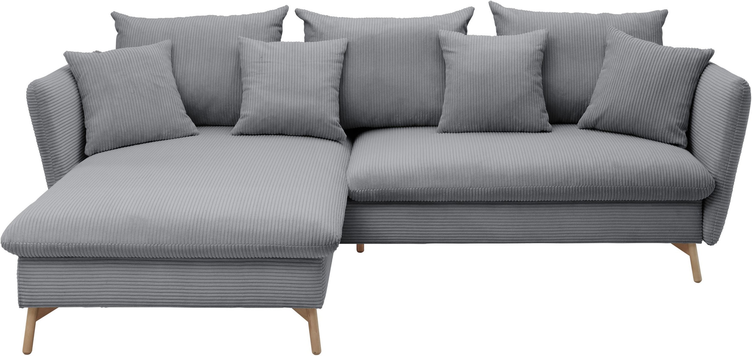 andas Ecksofa »MERLE, 258 cm, L-Form, traumhafter Cord,«, mit Bettfunktion und Bettkasten, Liegefläche 224 x 139