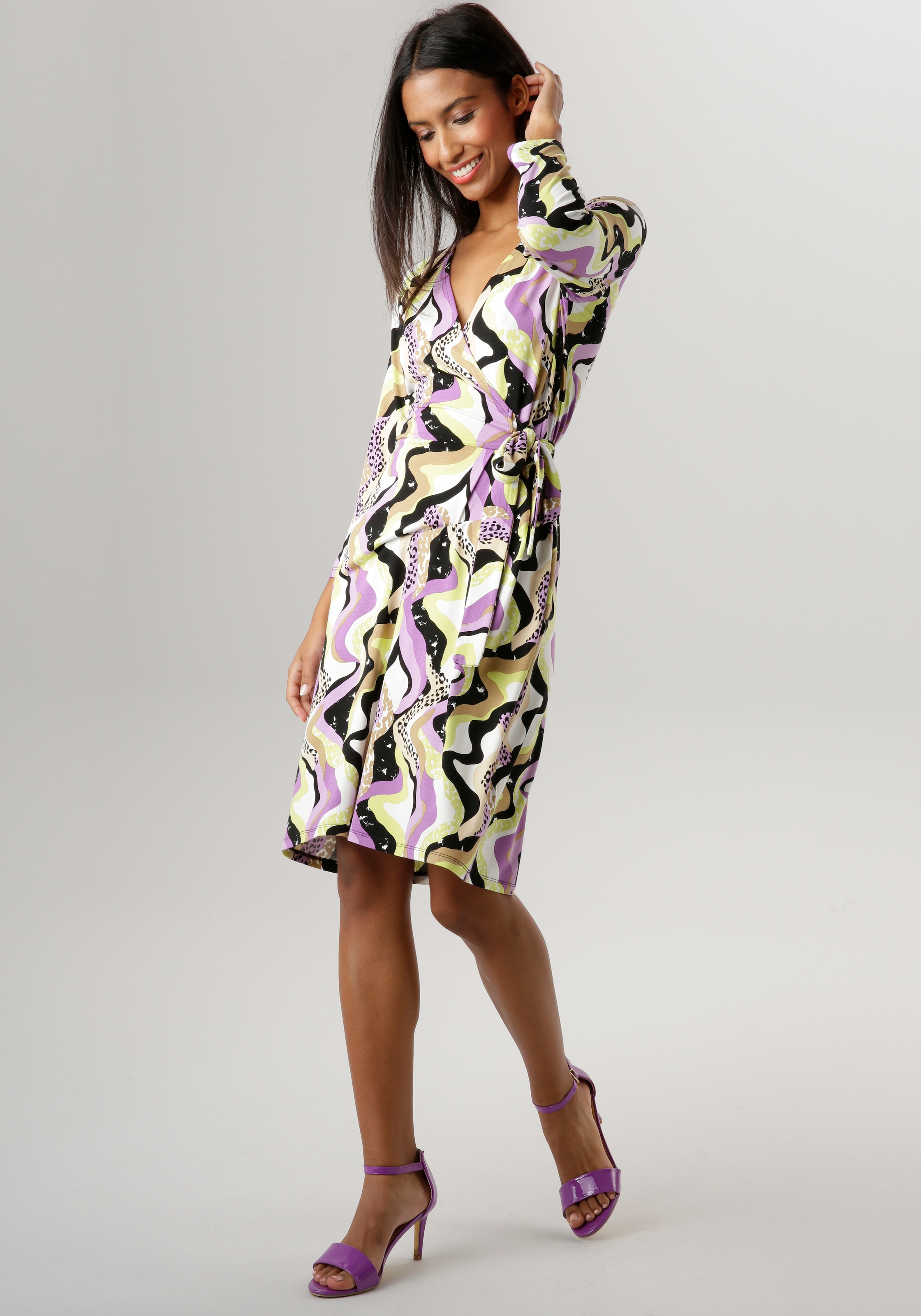 Aniston SELECTED Jerseykleid, mit Bindedetail in der Taille - NEUE  KOLLEKTION für kaufen | BAUR