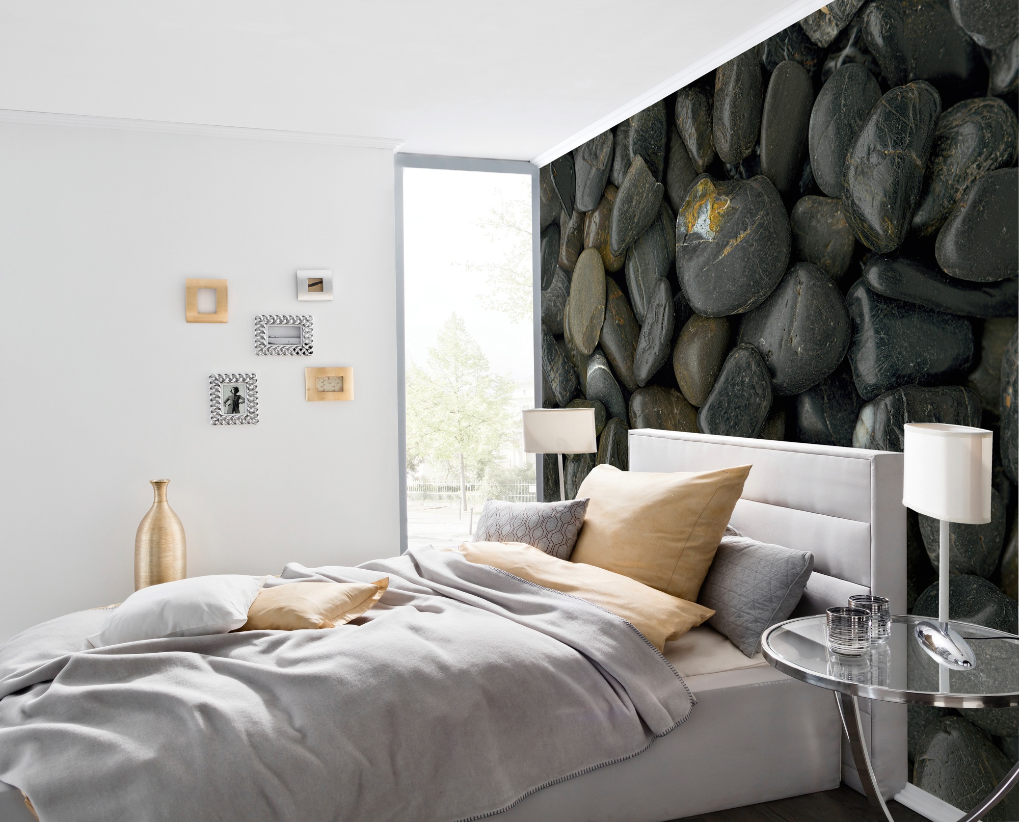 Architects Paper Fototapete »Pebble Stone Black«, Vlies, Wand, Schräge