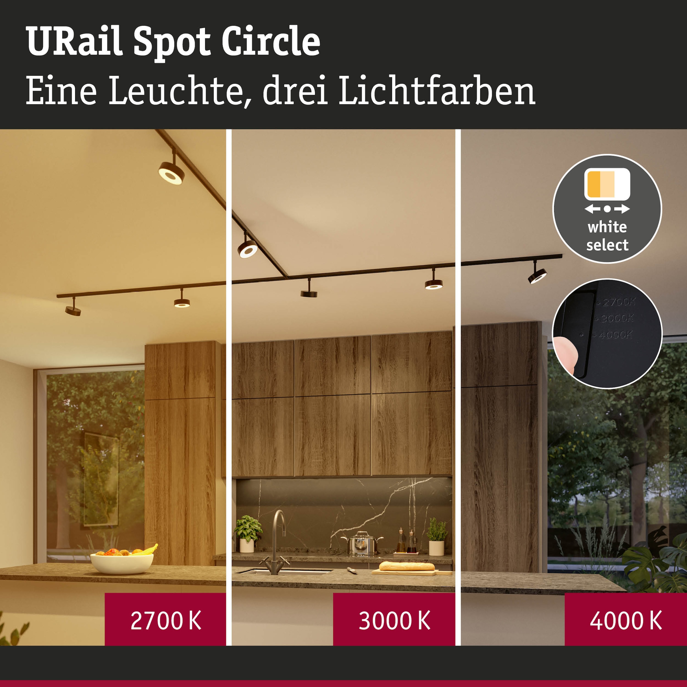 Paulmann Schienensystem-Leuchten »URail Spot Circle 1x5W 2700-4000K 230V« LED-Modul 1 Stk. Farbwechsler 3-Step-Dim